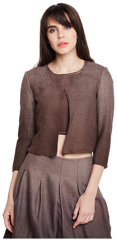 OXOLLOXO Women Printed Bomber Jacket - Brown