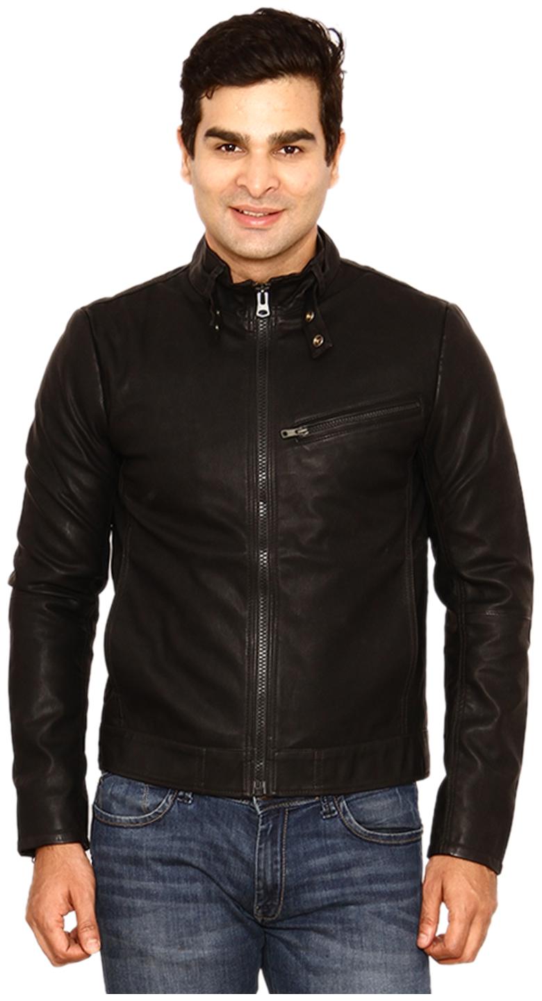 Wrangler Men Leather Jacket Black