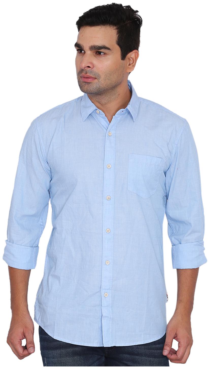 

Wrangler Men Blue Solid Slim Fit Casual Shirt