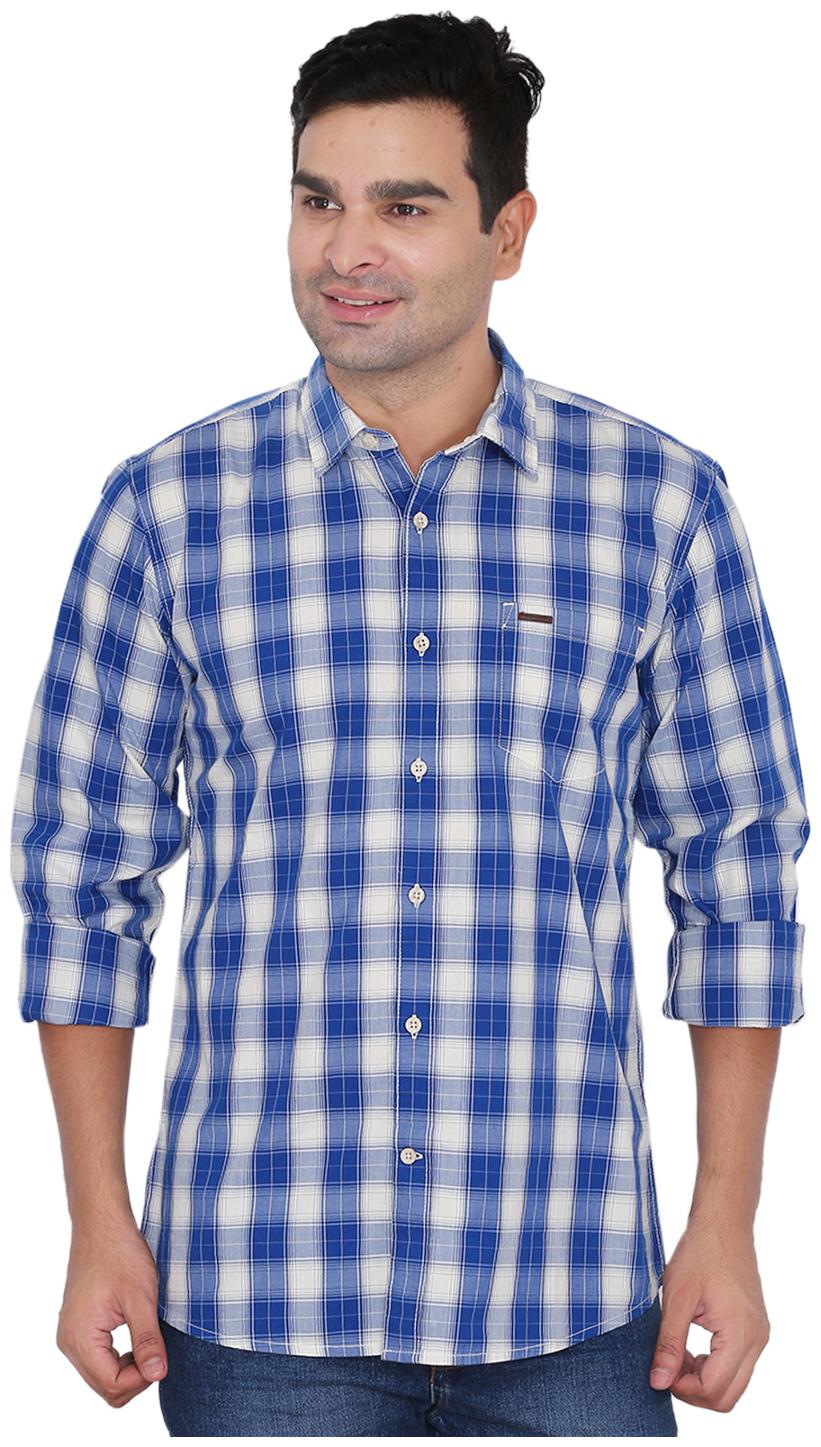 

Wrangler Men Blue Checked Regular Fit Casual Shirt
