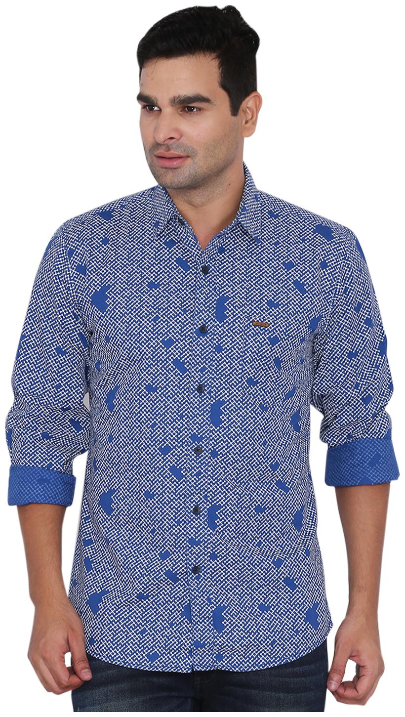 

Wrangler Men Blue Printed Regular Fit Casual Shirt
