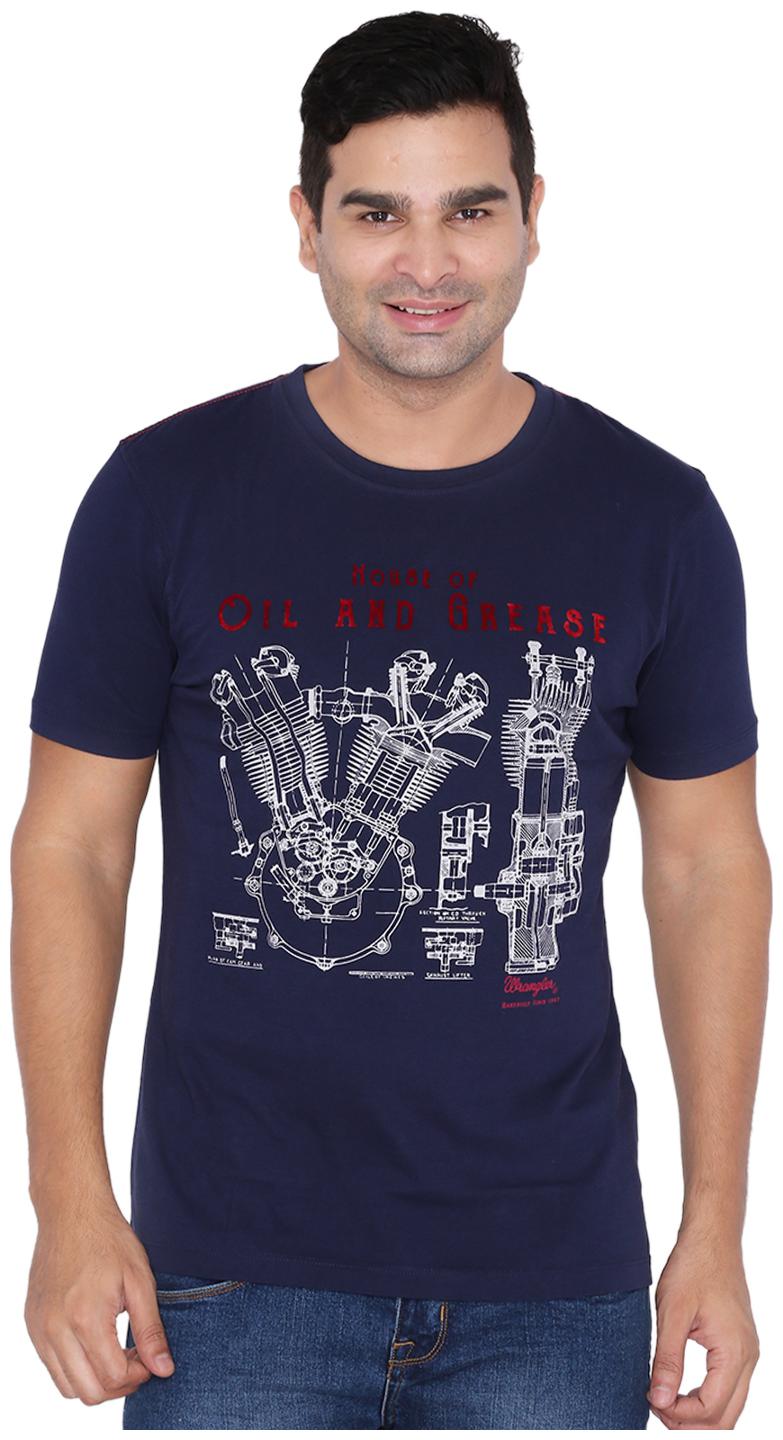 

Wrangler Men Blue Regular fit Cotton Round neck T-Shirt - Pack Of 1