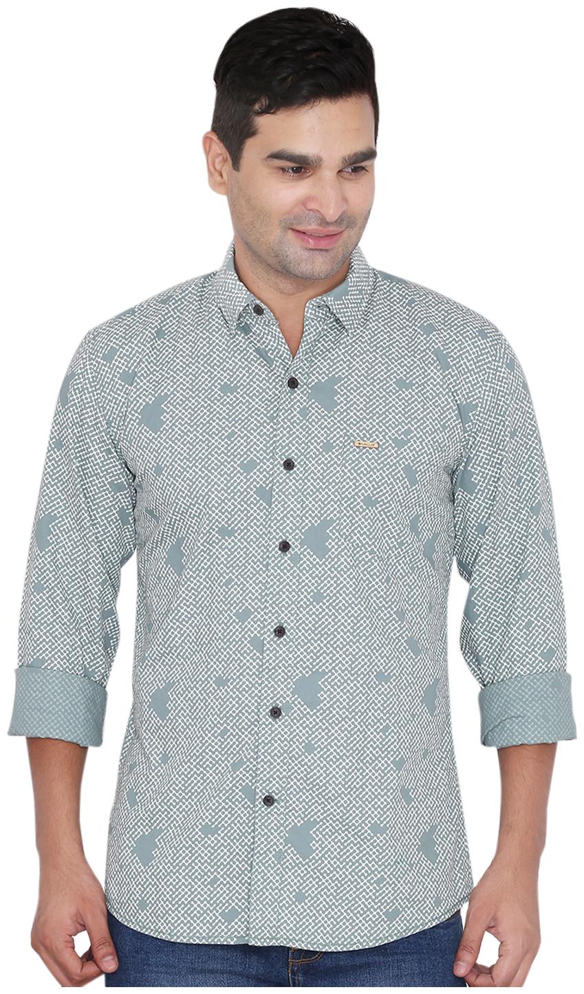 

Wrangler Men Grey Printed Slim Fit Casual Shirt