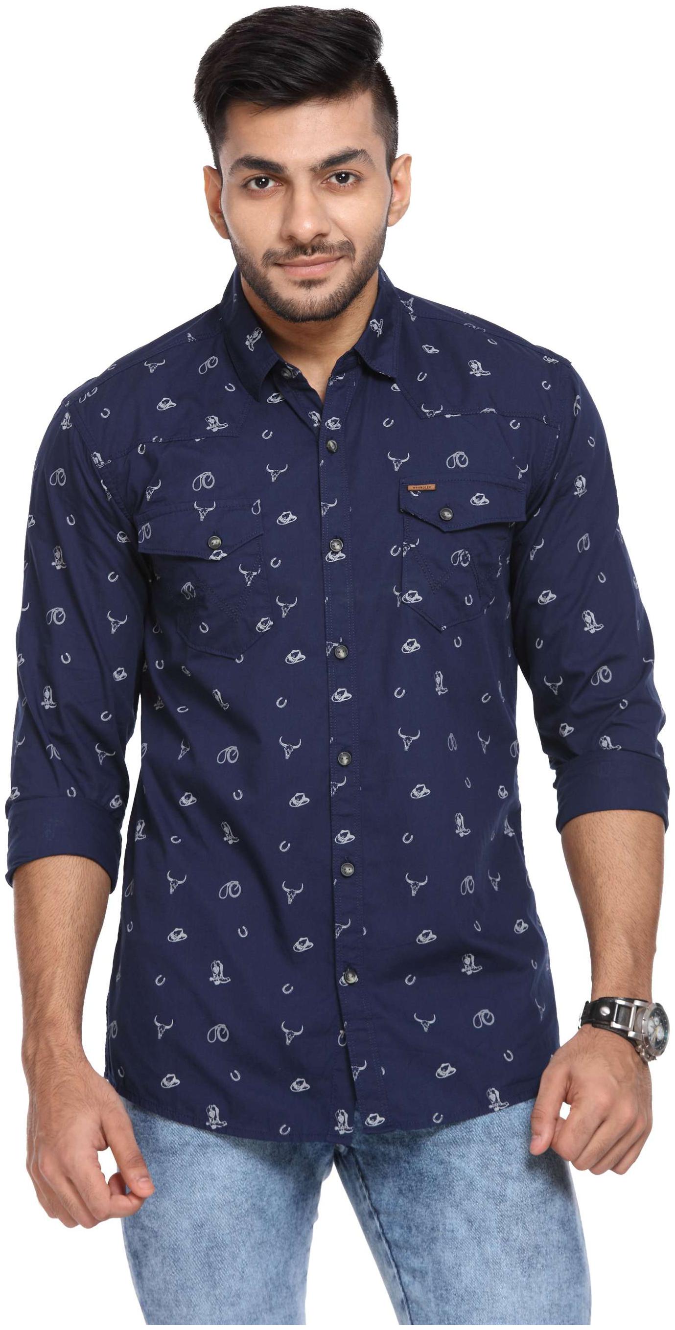 

Wrangler Men Blue Printed Slim Fit Casual Shirt