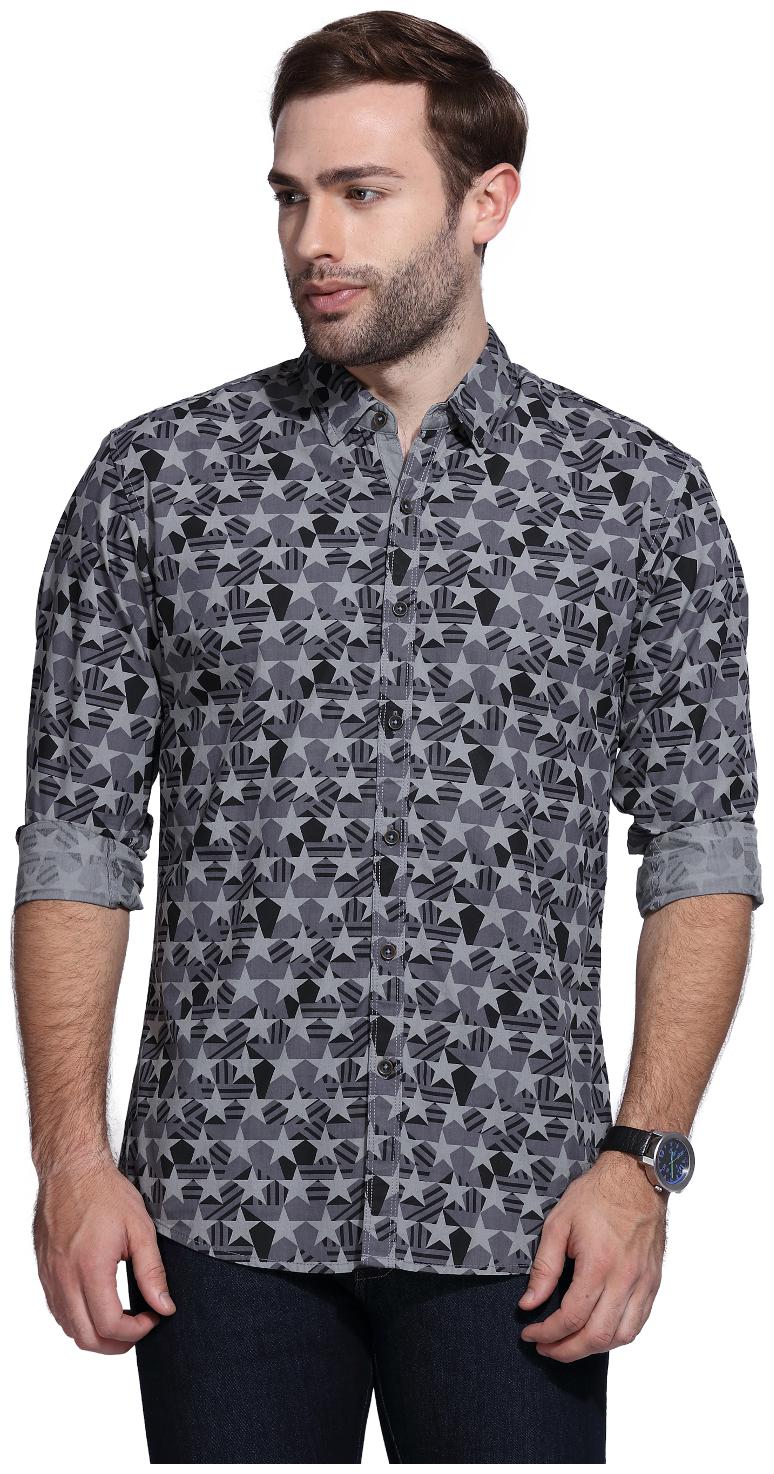 

Wrangler Men Grey Abstract Slim Fit Casual Shirt