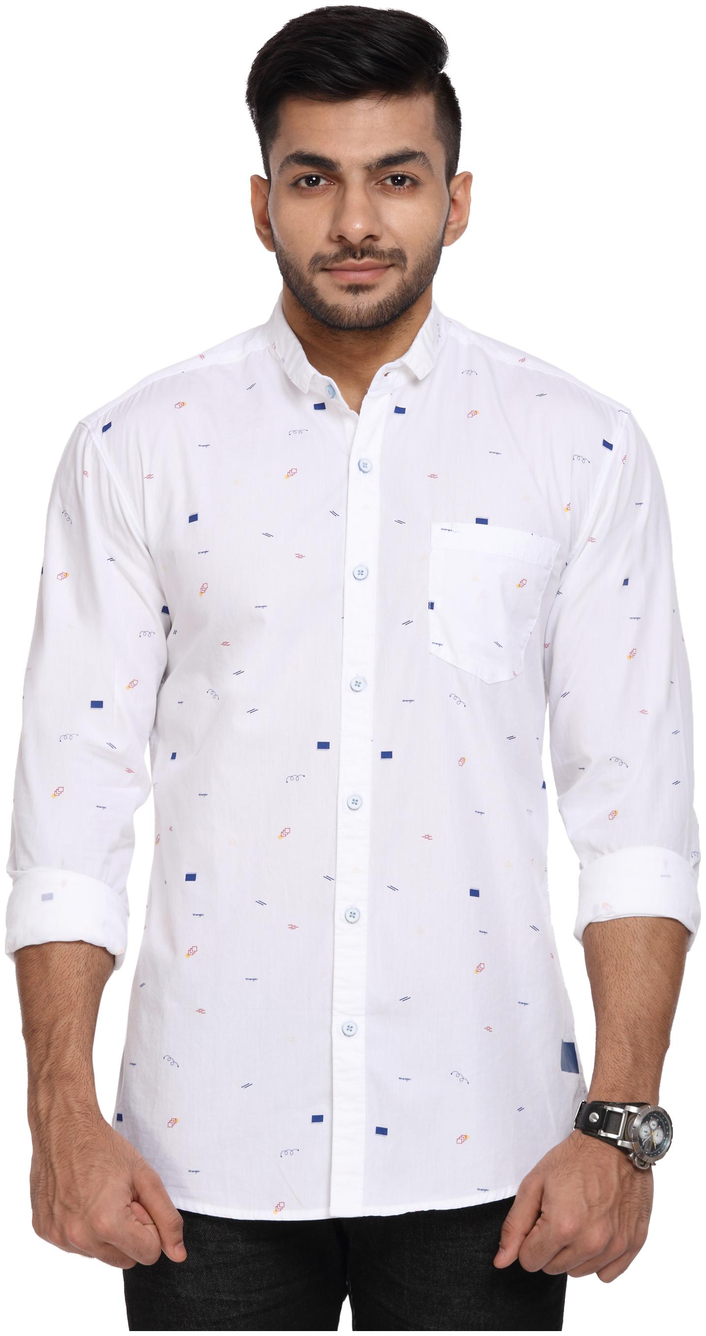 

Wrangler Men White Printed Slim Fit Casual Shirt