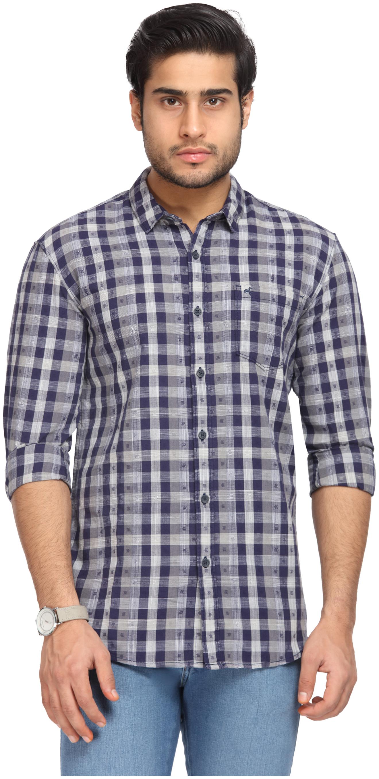 

Wrangler Men Blue Checked Slim Fit Casual Shirt