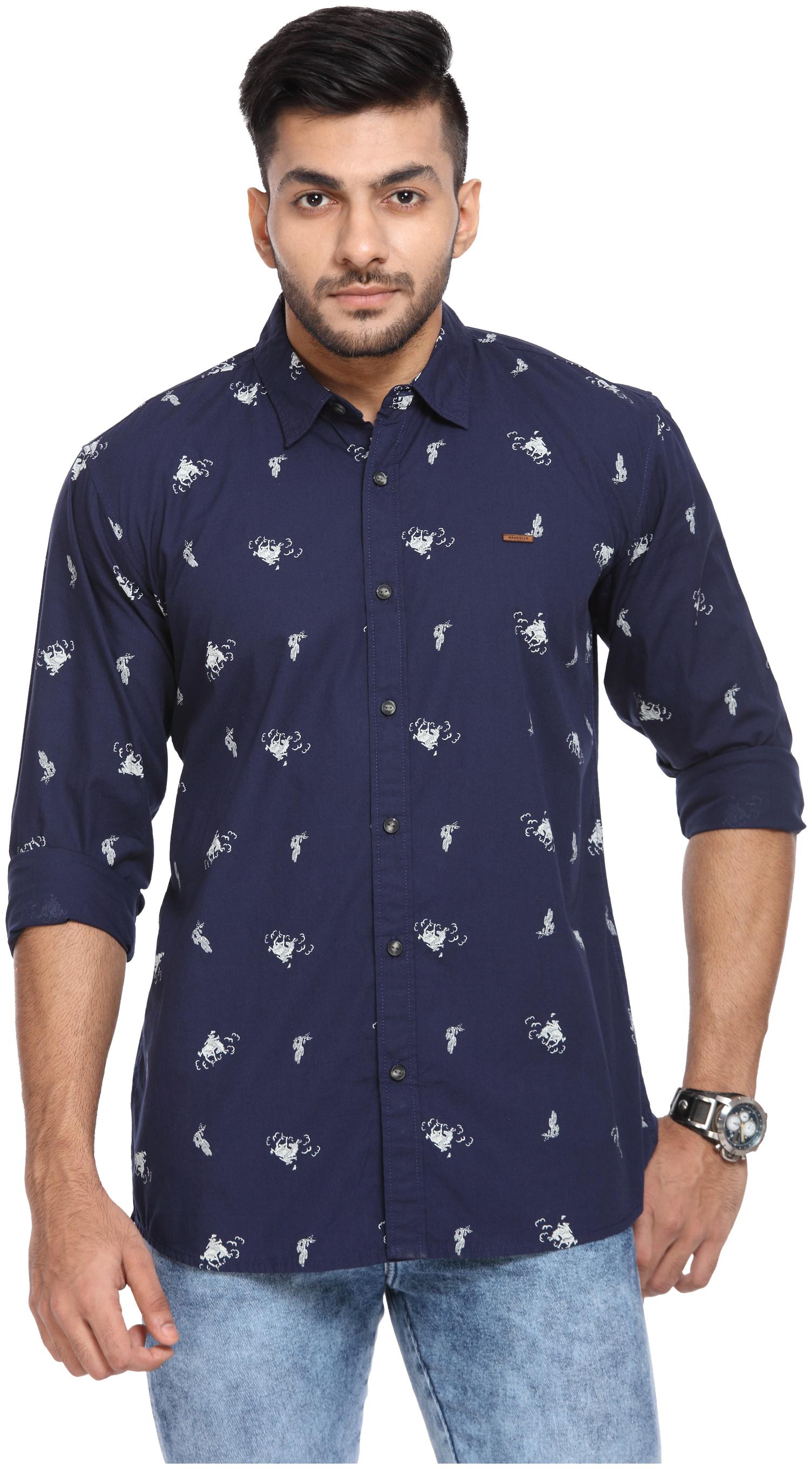 

Wrangler Men Blue Printed Regular Fit Casual Shirt