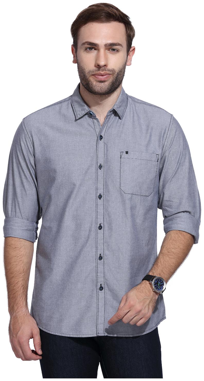 

Wrangler Men Grey Solid Slim Fit Casual Shirt
