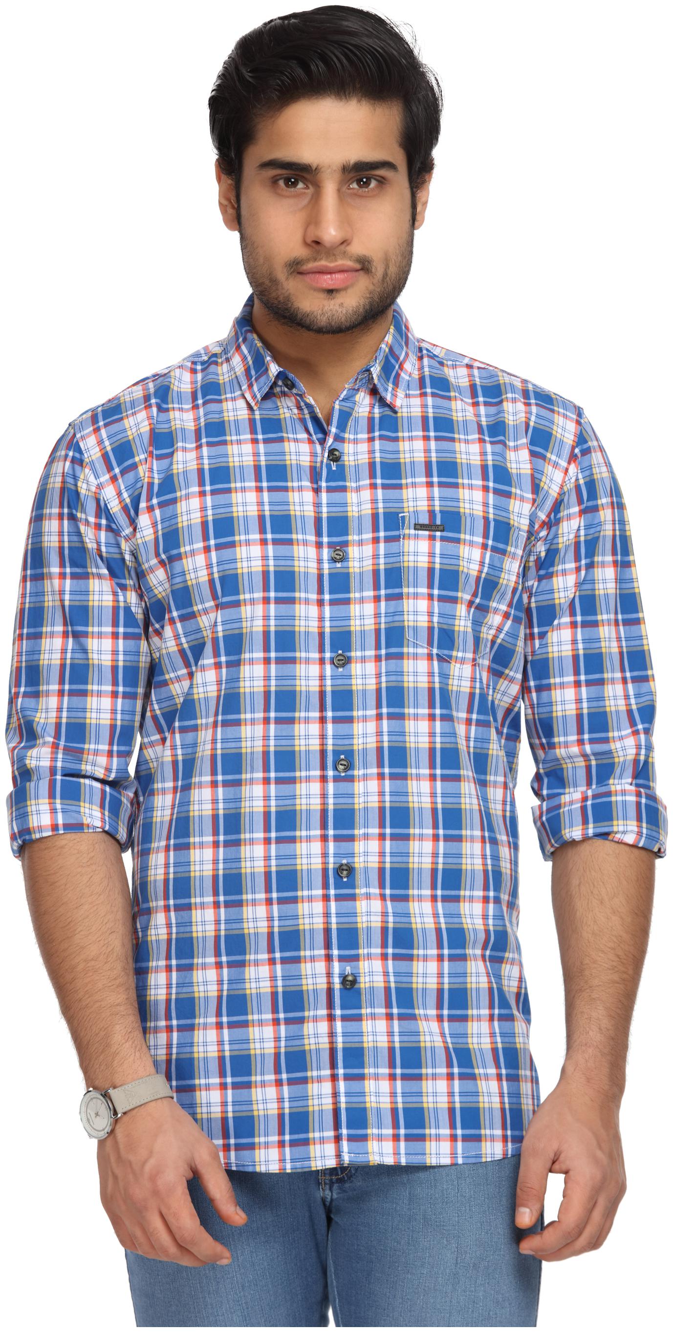 

Wrangler Men Blue Checked Regular Fit Casual Shirt