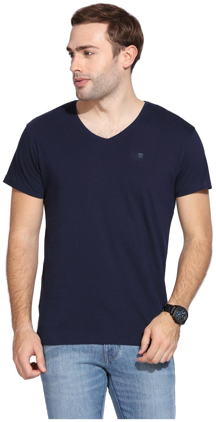 

Wrangler Men Blue Slim fit Cotton V neck T-Shirt - Pack Of 1