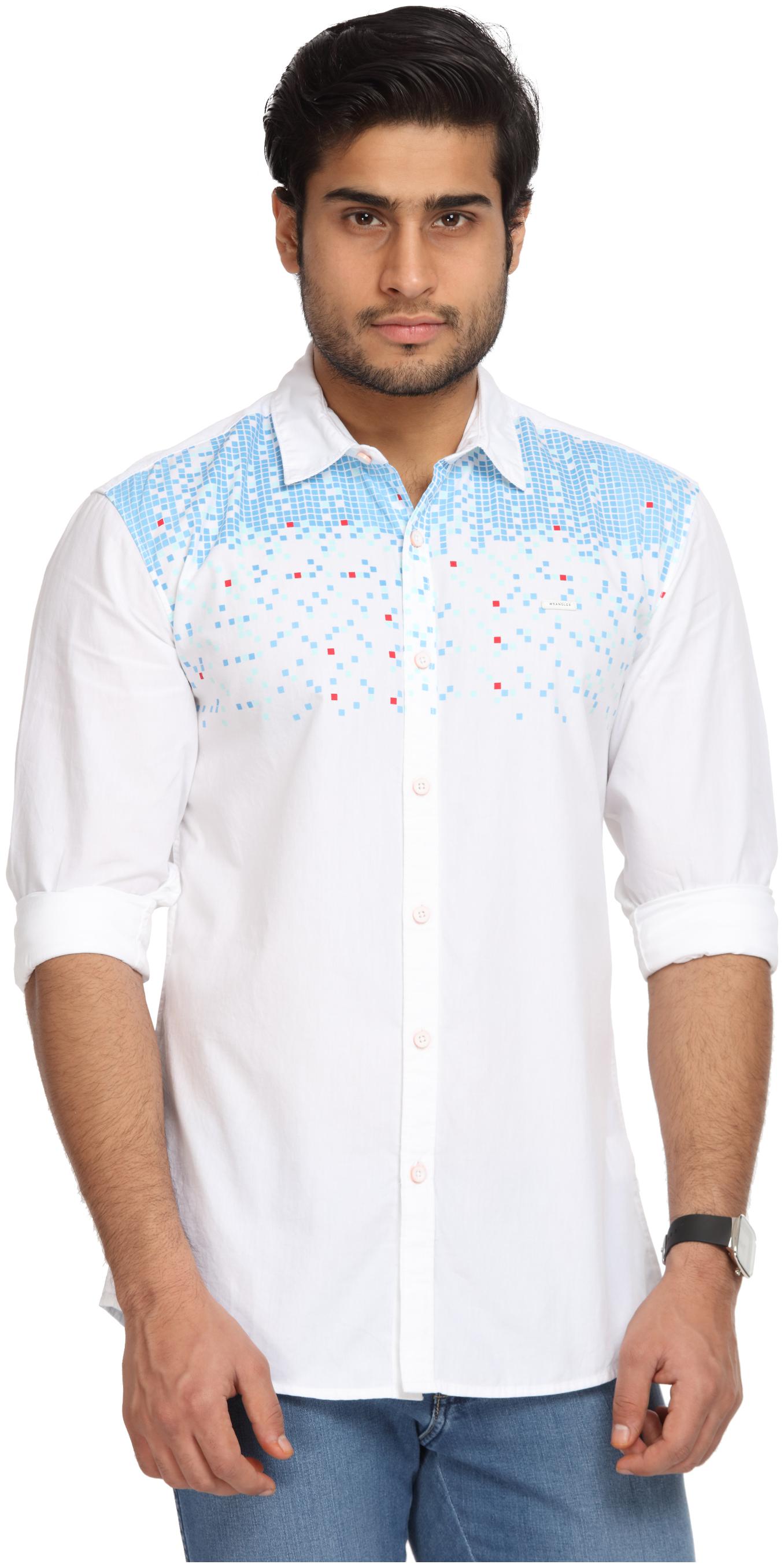 

Wrangler Men White Printed Slim Fit Casual Shirt