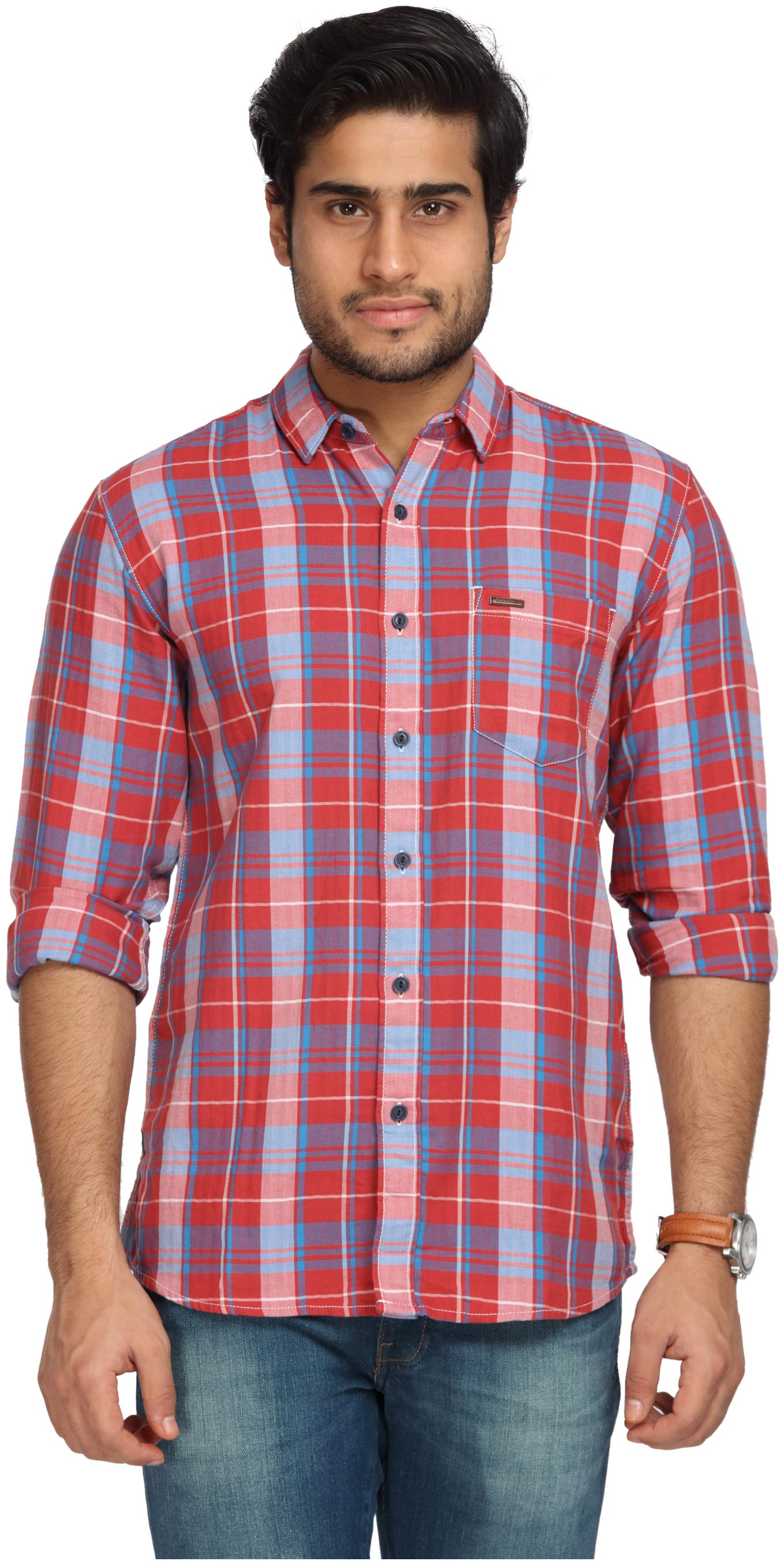 

Wrangler Men Red Checked Regular Fit Casual Shirt