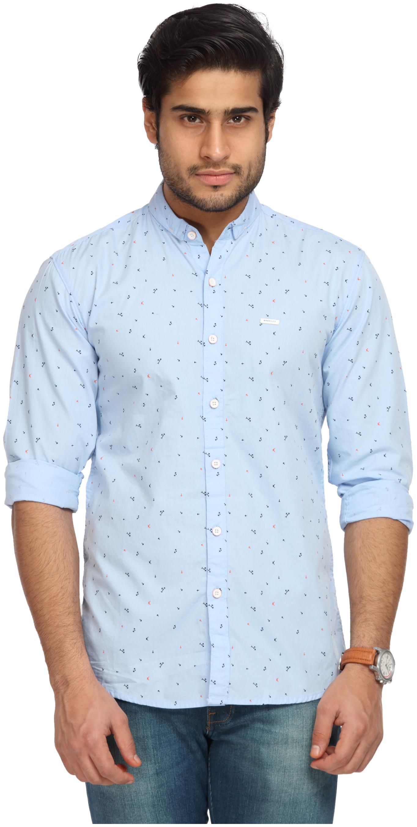 

Wrangler Men Blue Printed Slim Fit Casual Shirt