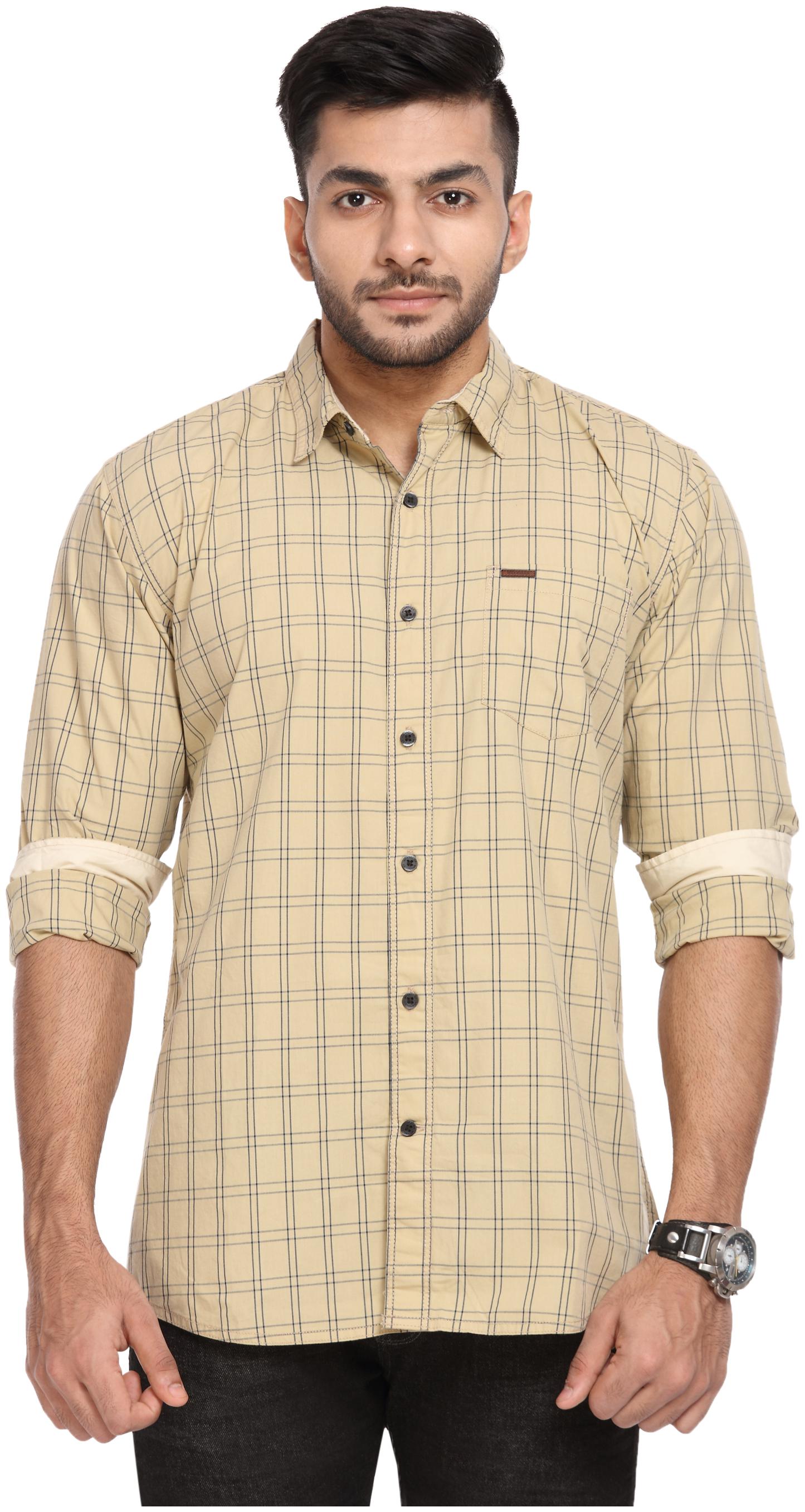 

Wrangler Men Beige Checked Regular Fit Casual Shirt