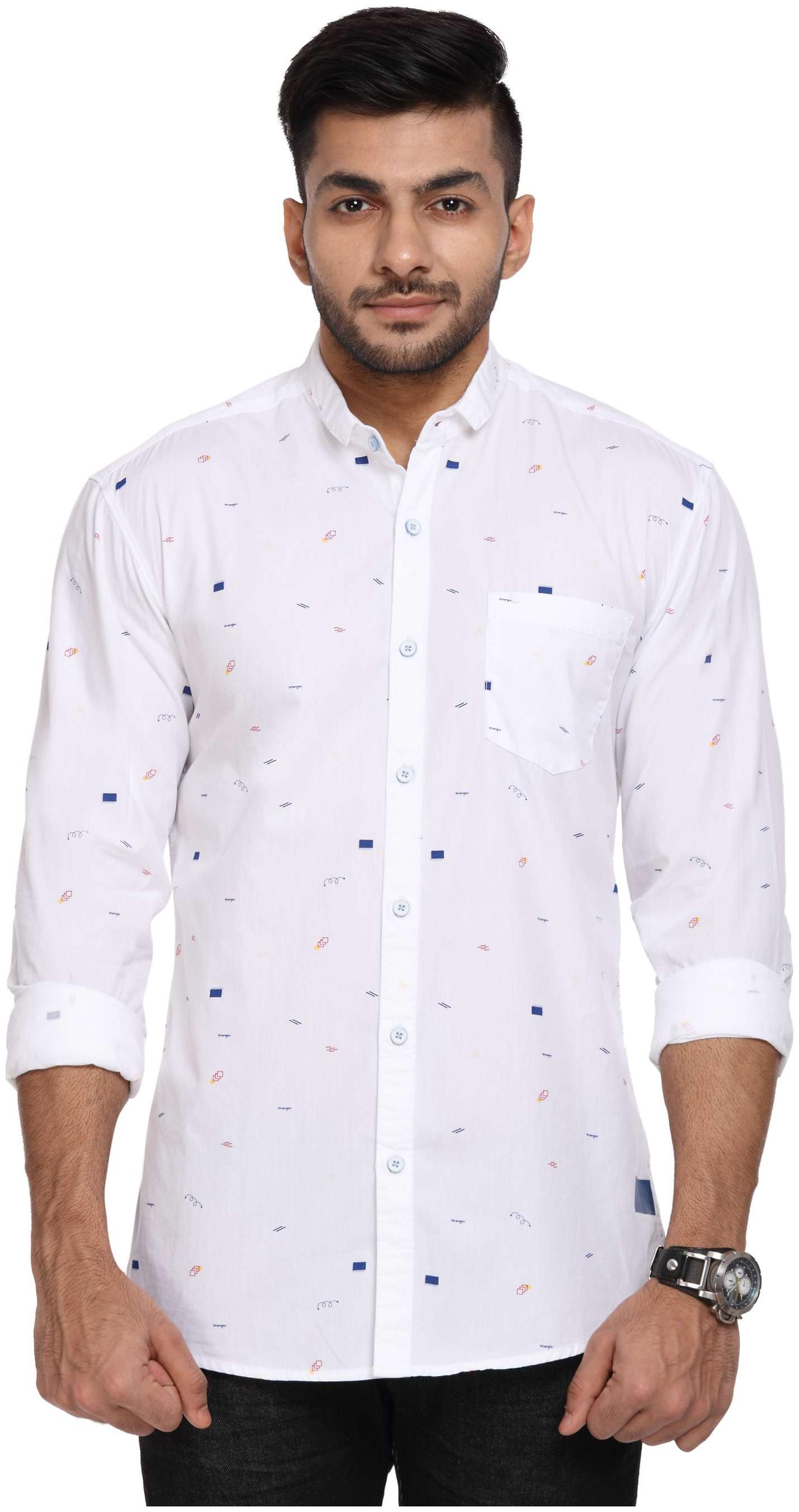 

Wrangler Men White Printed Slim Fit Casual Shirt