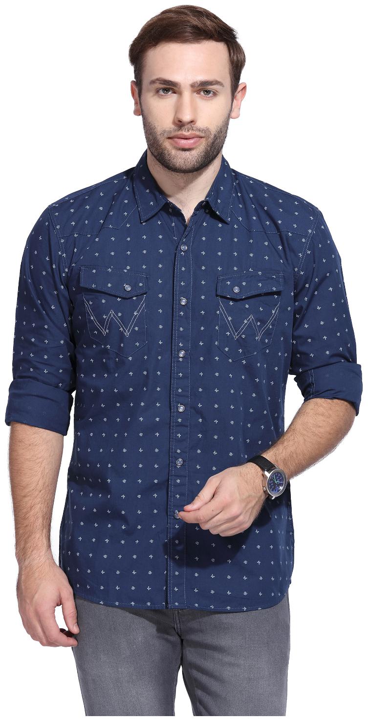 

Wrangler Men Blue Polka Dots Regular Fit Casual Shirt