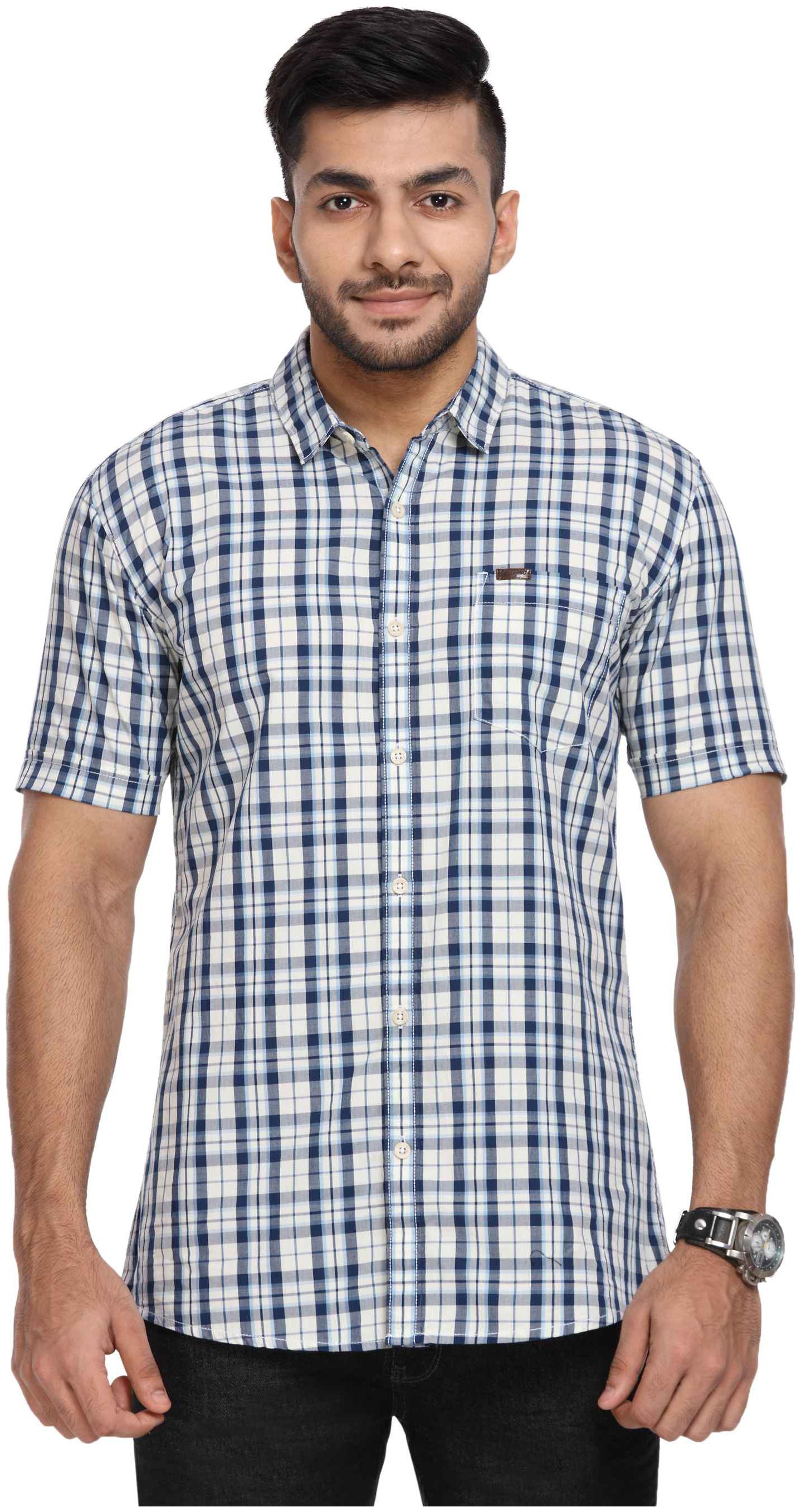 

Wrangler Men Blue Checked Regular Fit Casual Shirt