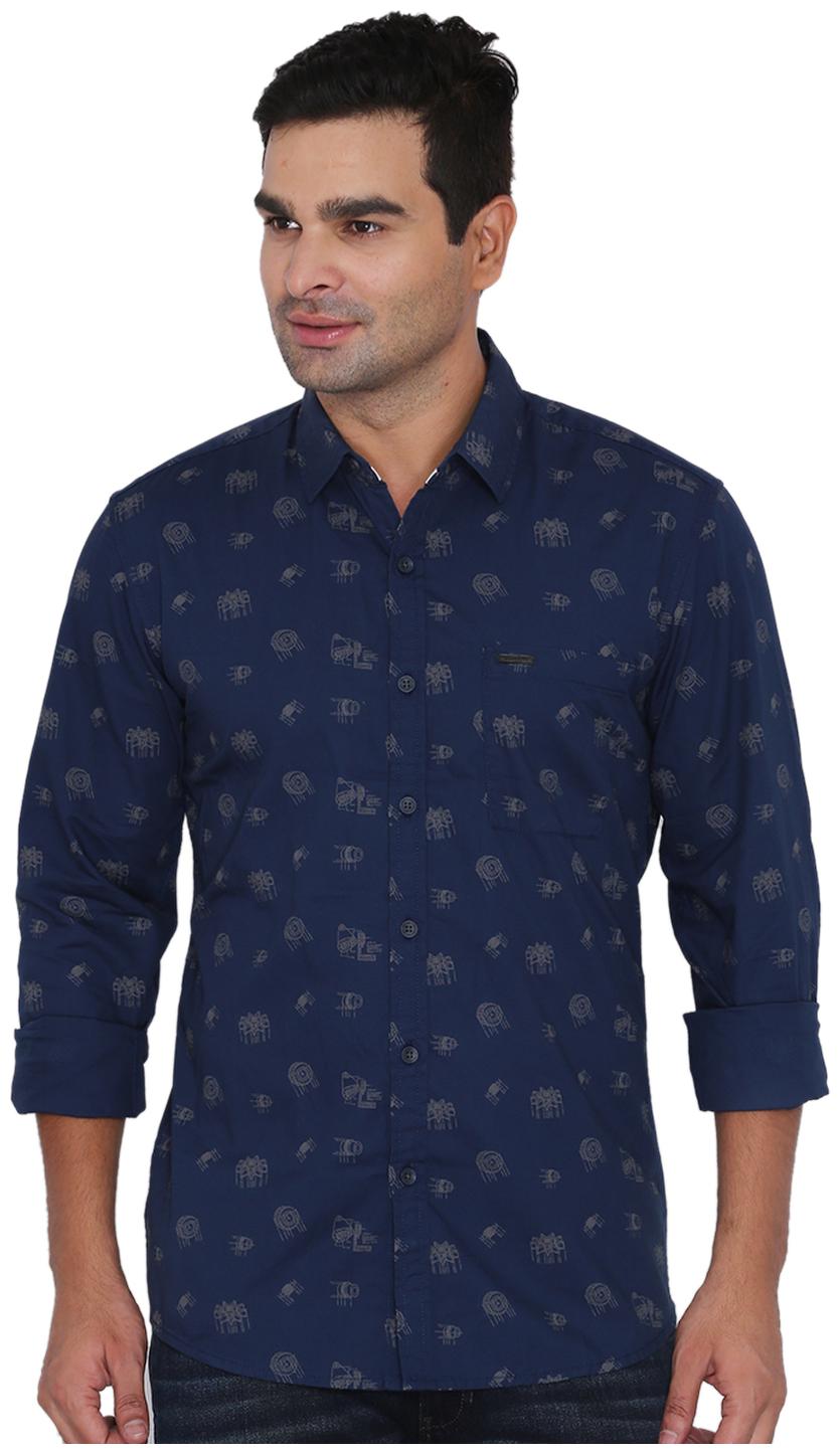 

Wrangler Men Blue Printed Slim Fit Casual Shirt