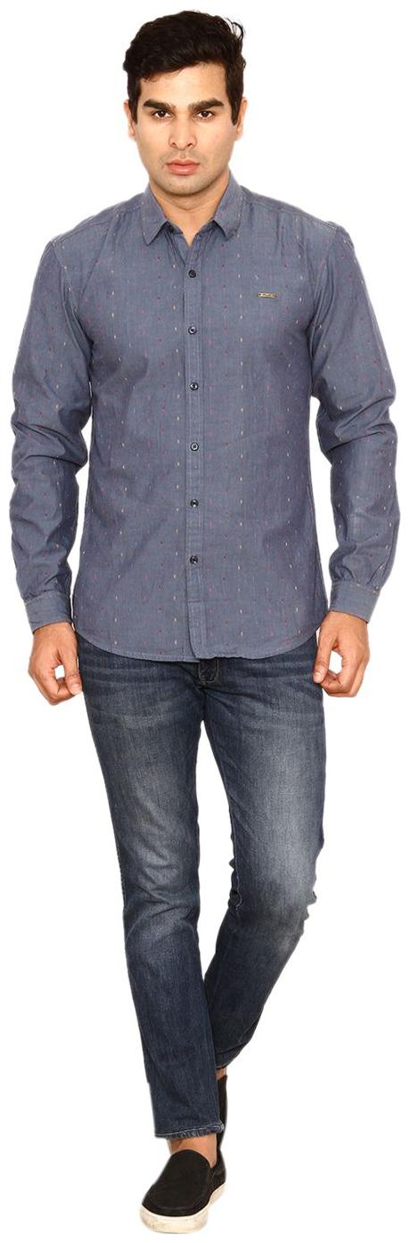 

Wrangler Men Grey Polka Dots Slim Fit Casual Shirt