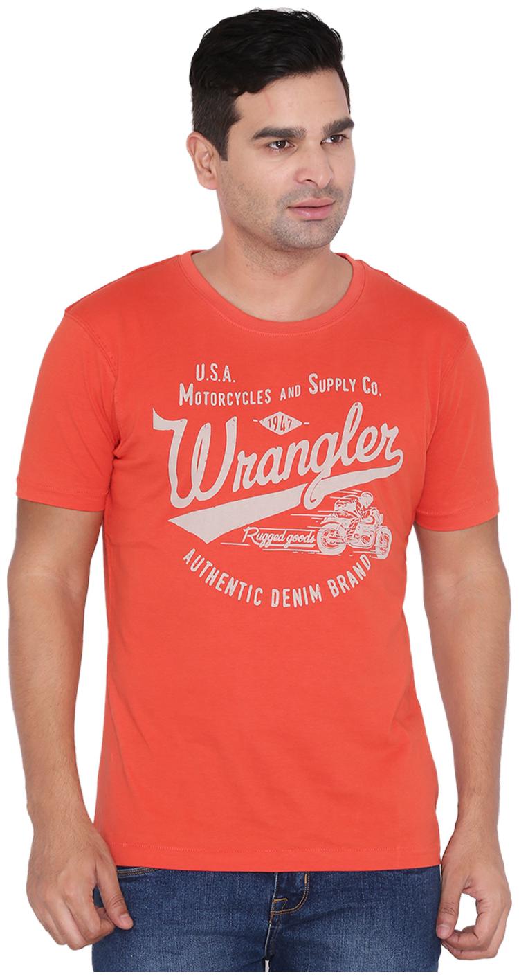 

Wrangler Men s Regular Fit Solid T-Shirt - Orange