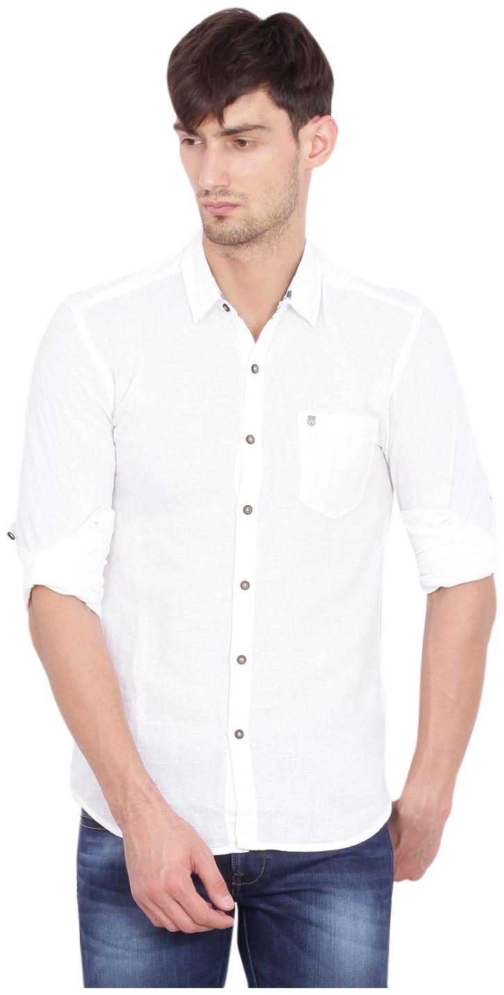 

Wrangler Men White Solid Slim Fit Casual Shirt