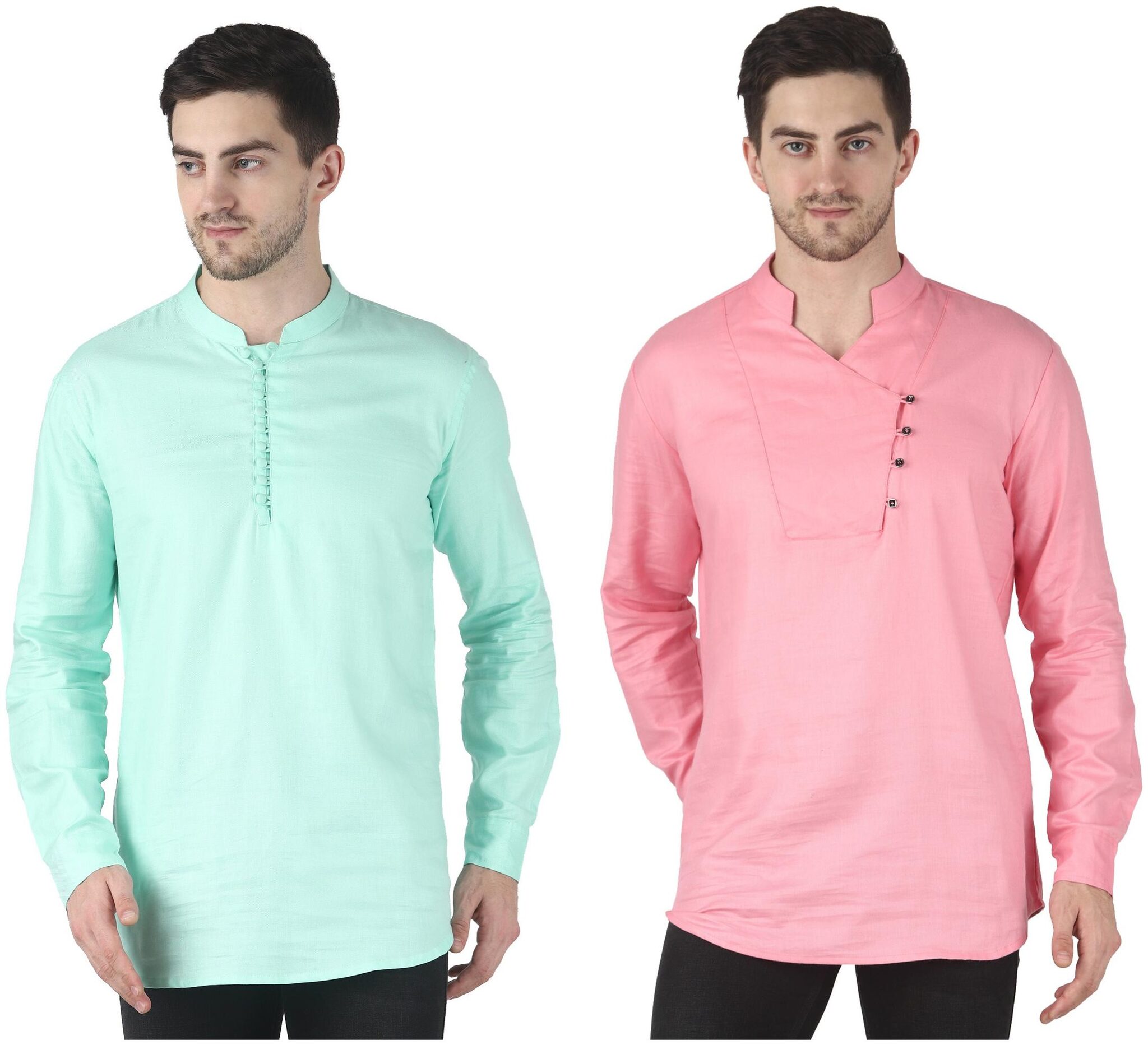 

WRITTER Men Pink Green Regular Fit Kurta