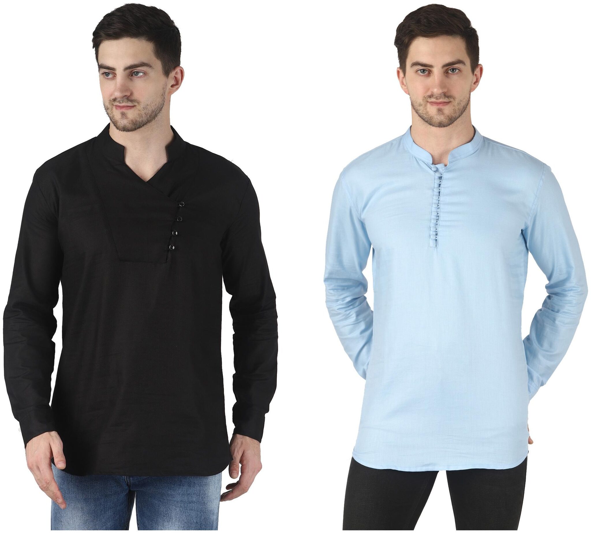 

WRITTER Men Black Blue Regular Fit Kurta