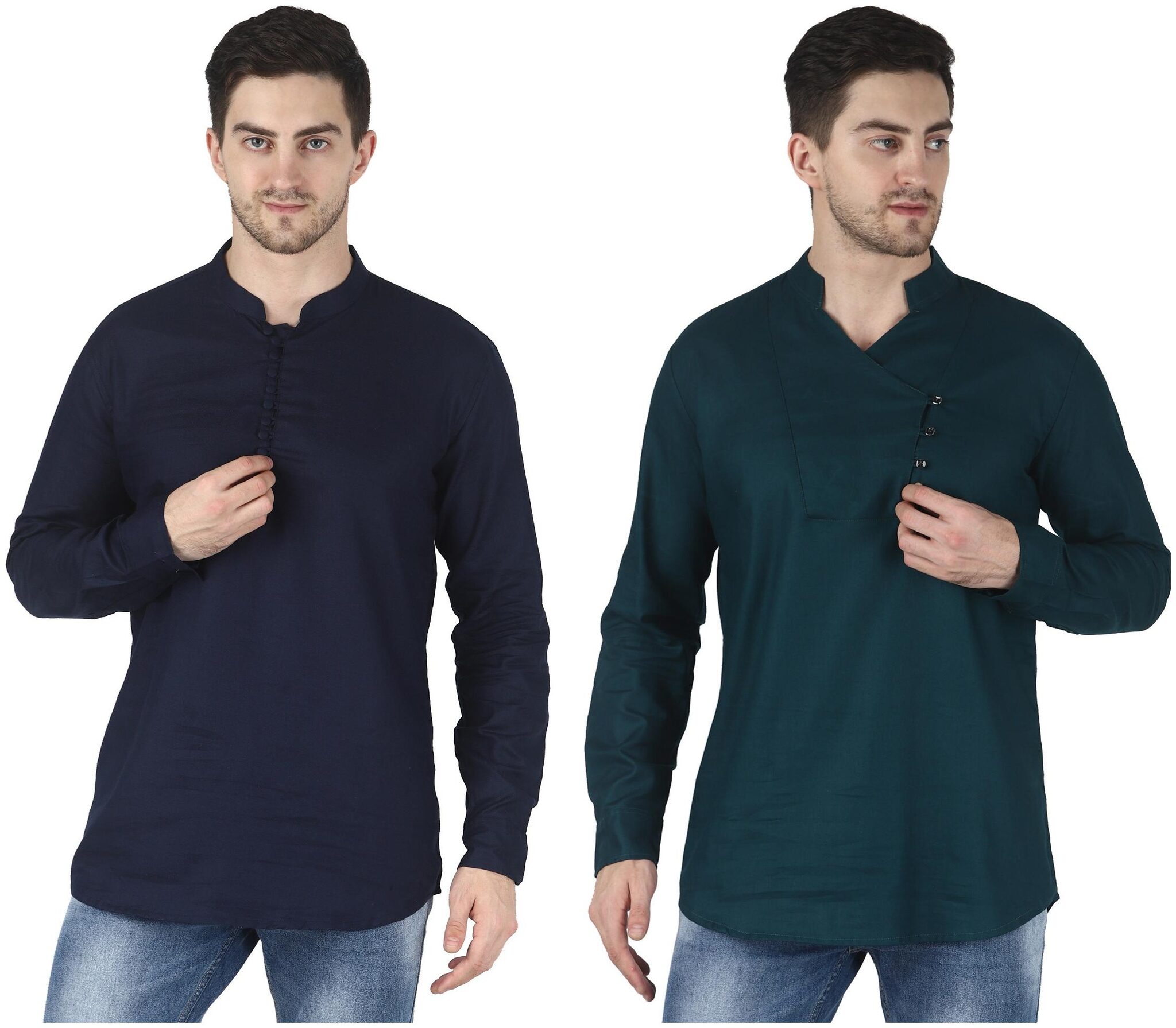 

WRITTER Men Green Blue Regular Fit Kurta