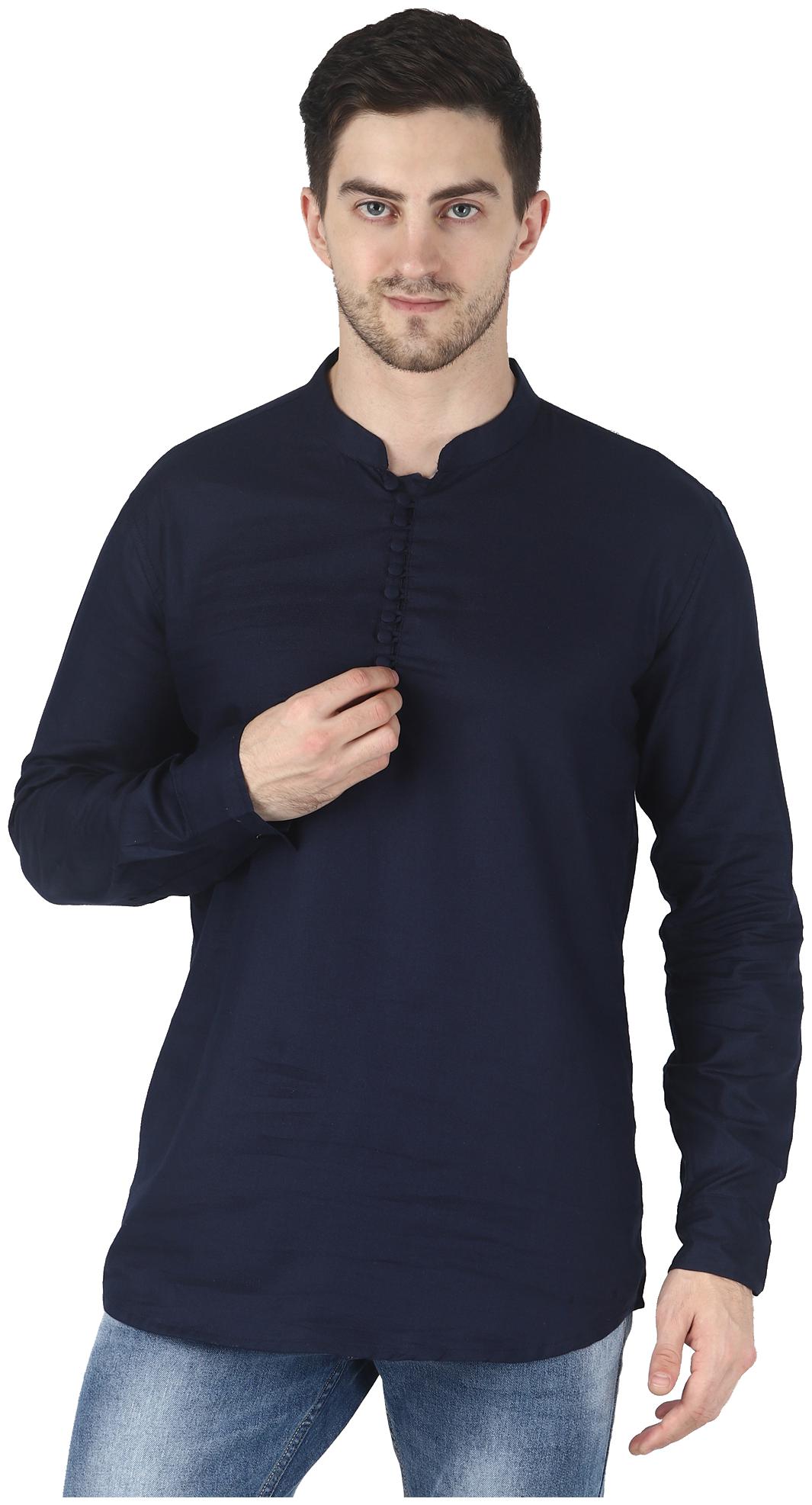 

WRITTER Men Navy Blue Solid Navy Blue Kurtas
