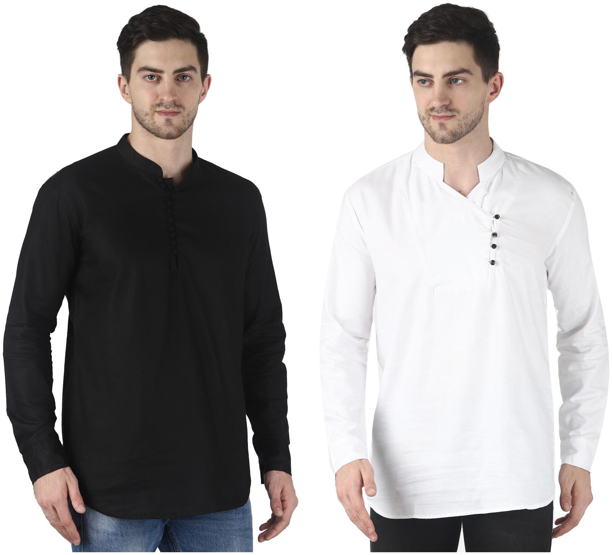 

WRITTER Men Black White Regular Fit Kurta