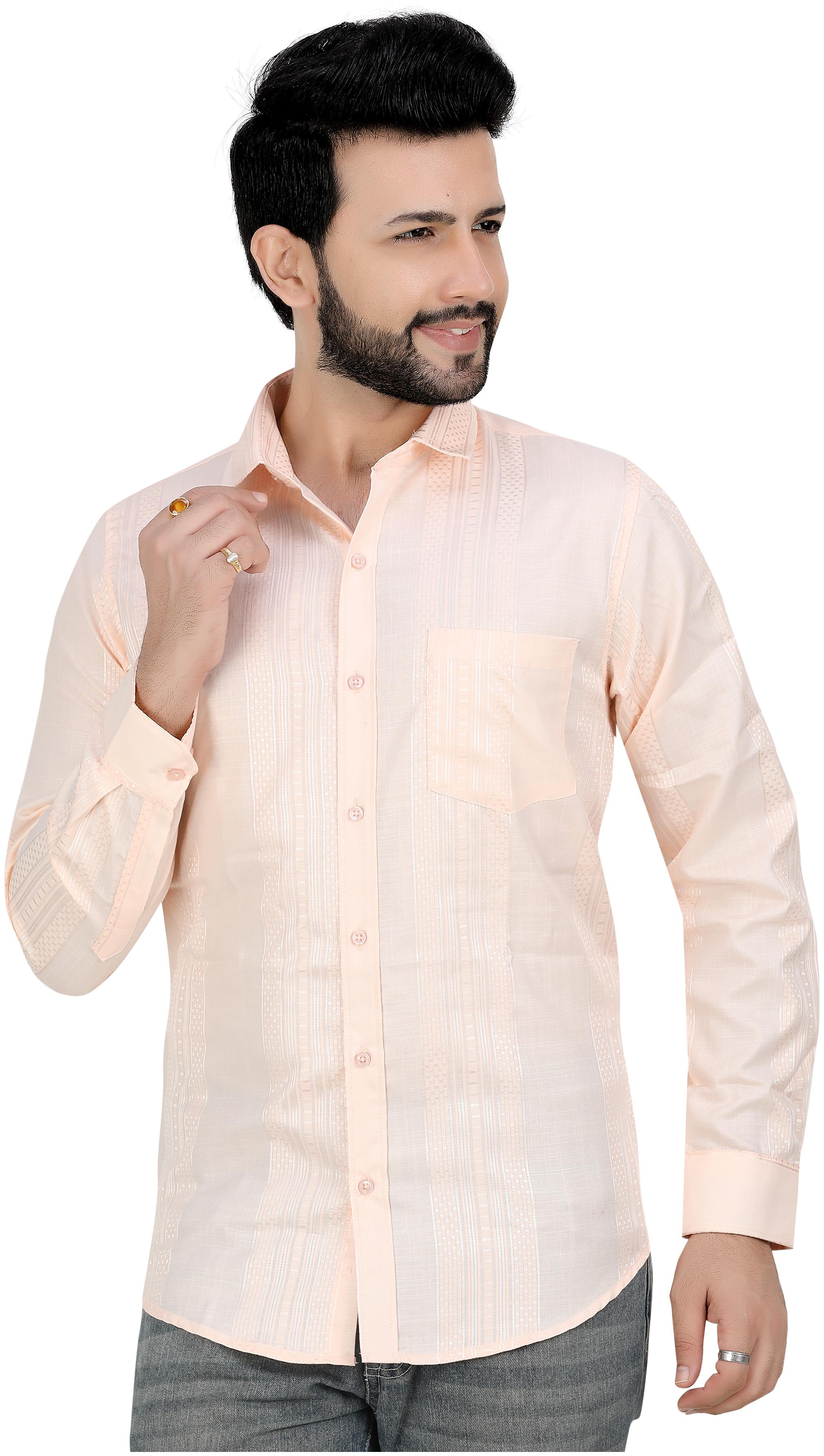 

XBOYZ Men Orange Vertical Stripes Regular Fit Casual Shirt