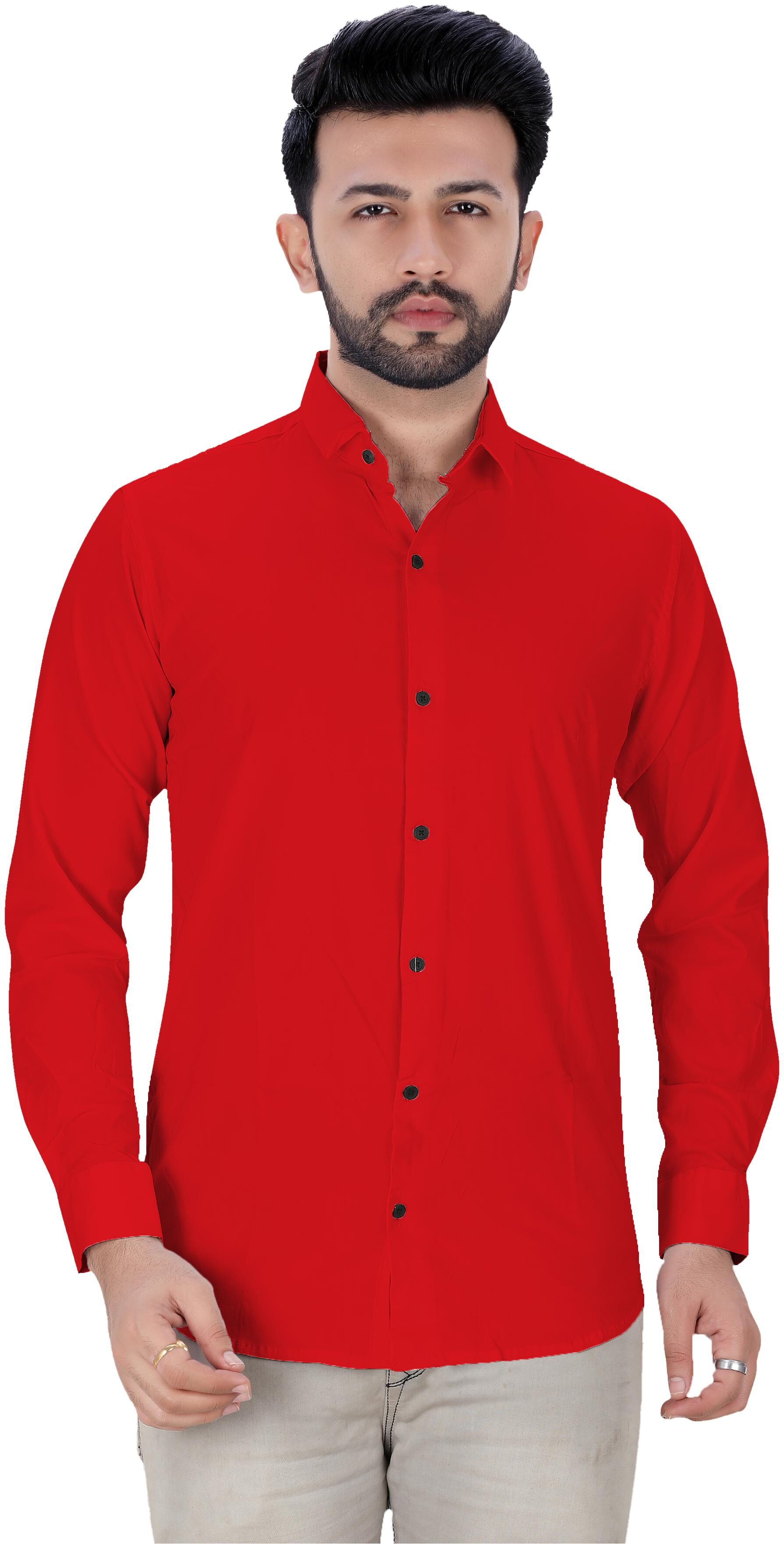 

XBOYZ Men Red Solid Regular Fit Casual Shirt