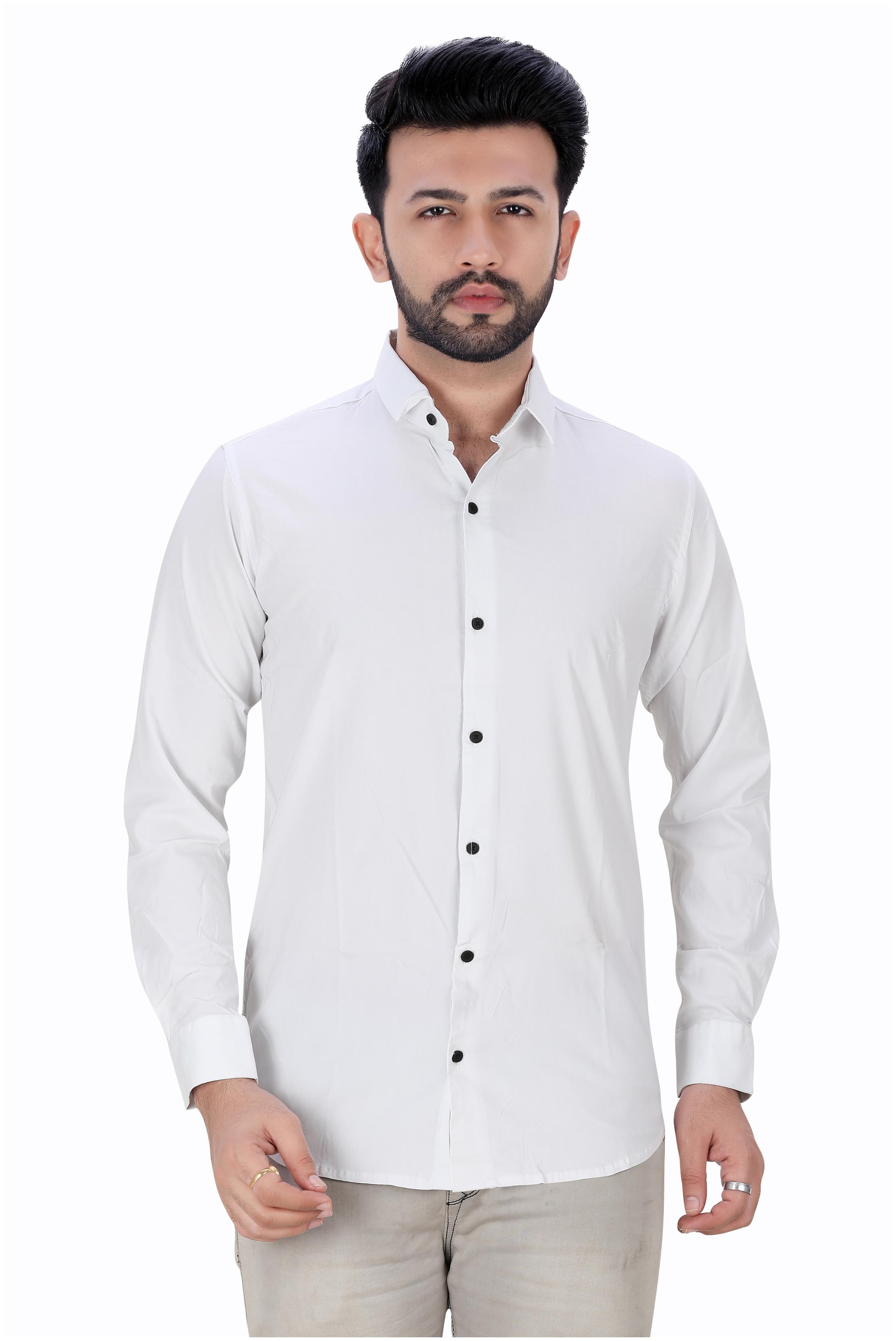 

XBOYZ Men White Solid Regular Fit Casual Shirt