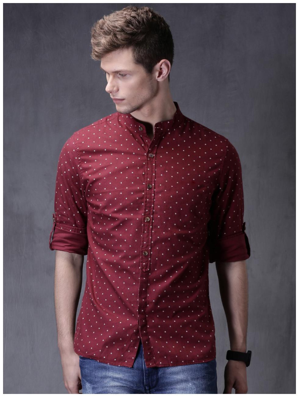 

XBOYZ Men Maroon Polka Dots Regular Fit Casual Shirt