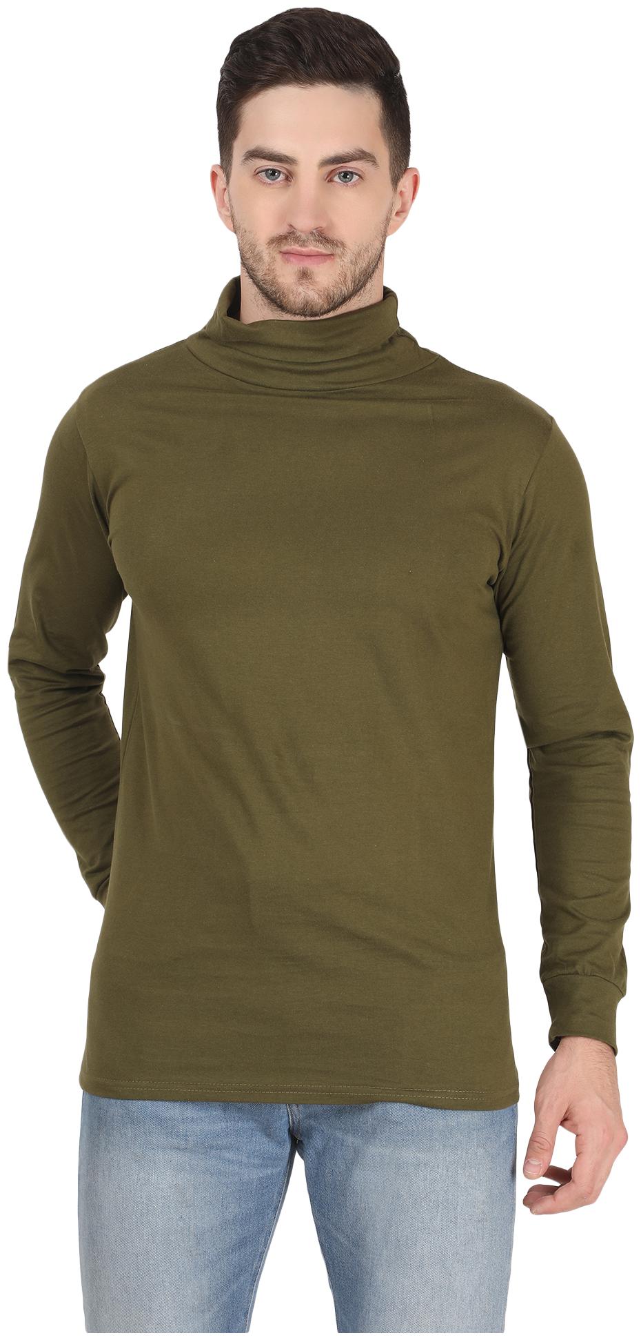 

Xite Men Olive Regular fit Cotton High neck T-Shirt - Pack Of 1