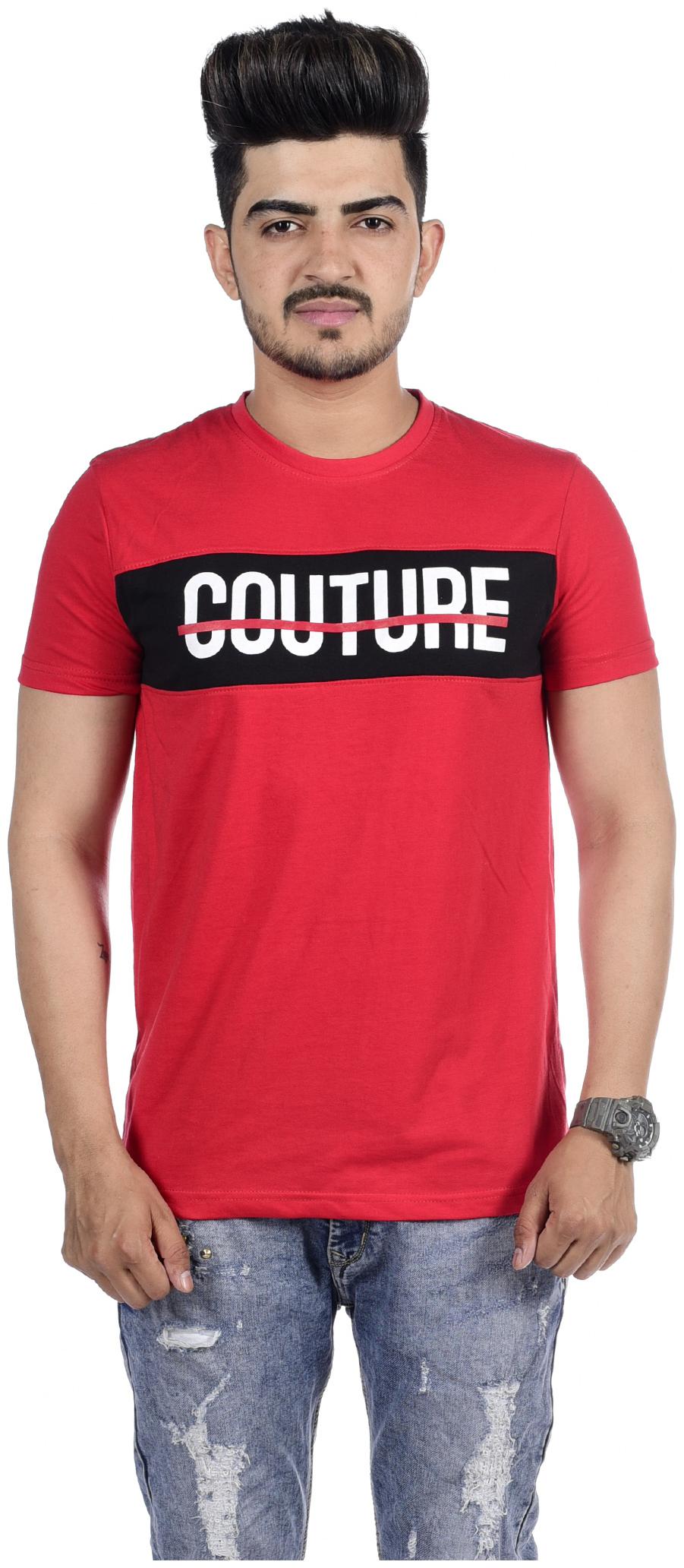 

XOHY Men Red Regular fit Cotton Round neck T-Shirt - Pack Of 1
