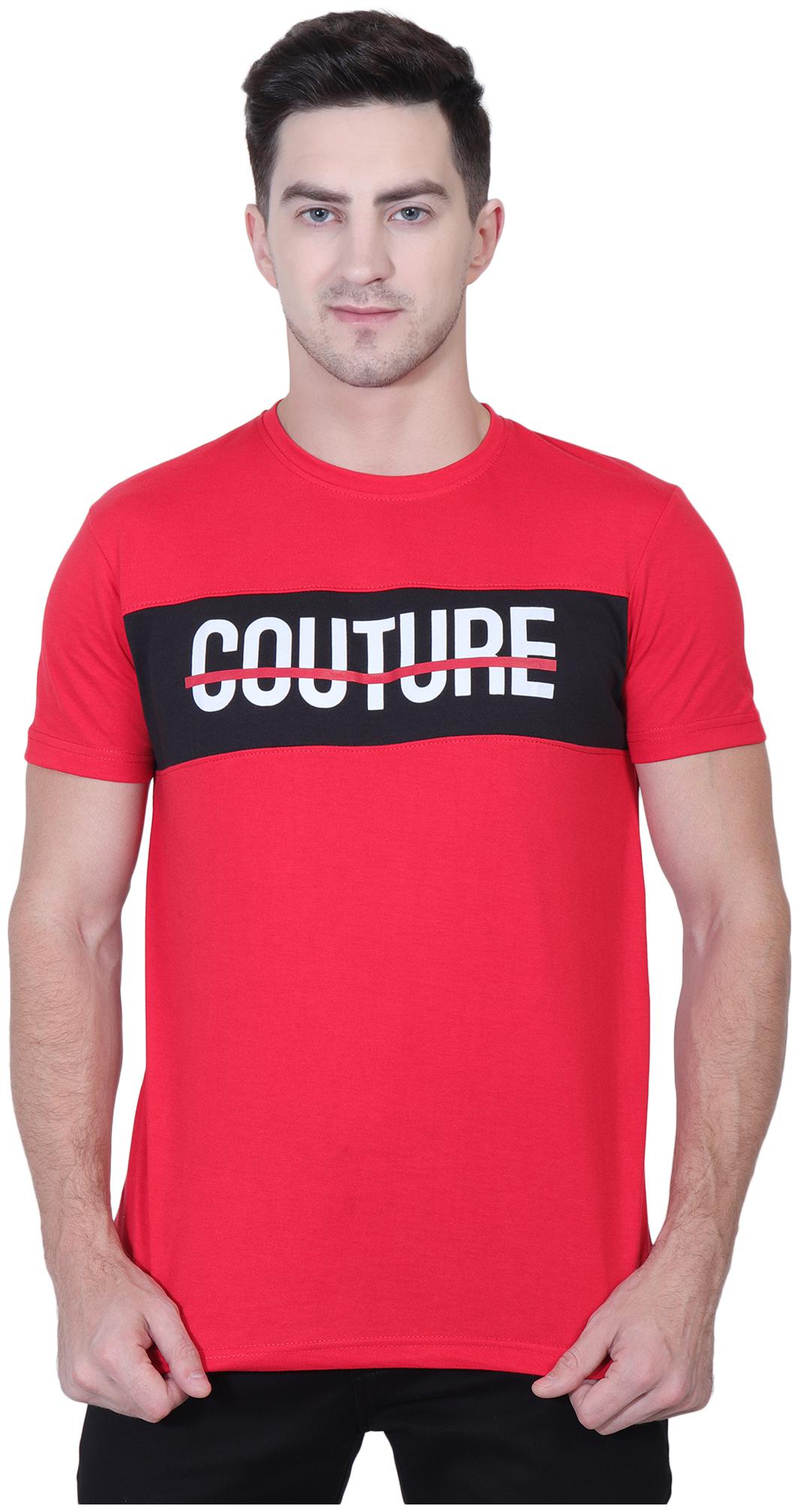 

XOHY Men Red Regular fit Cotton Round neck T-Shirt - Pack Of 1