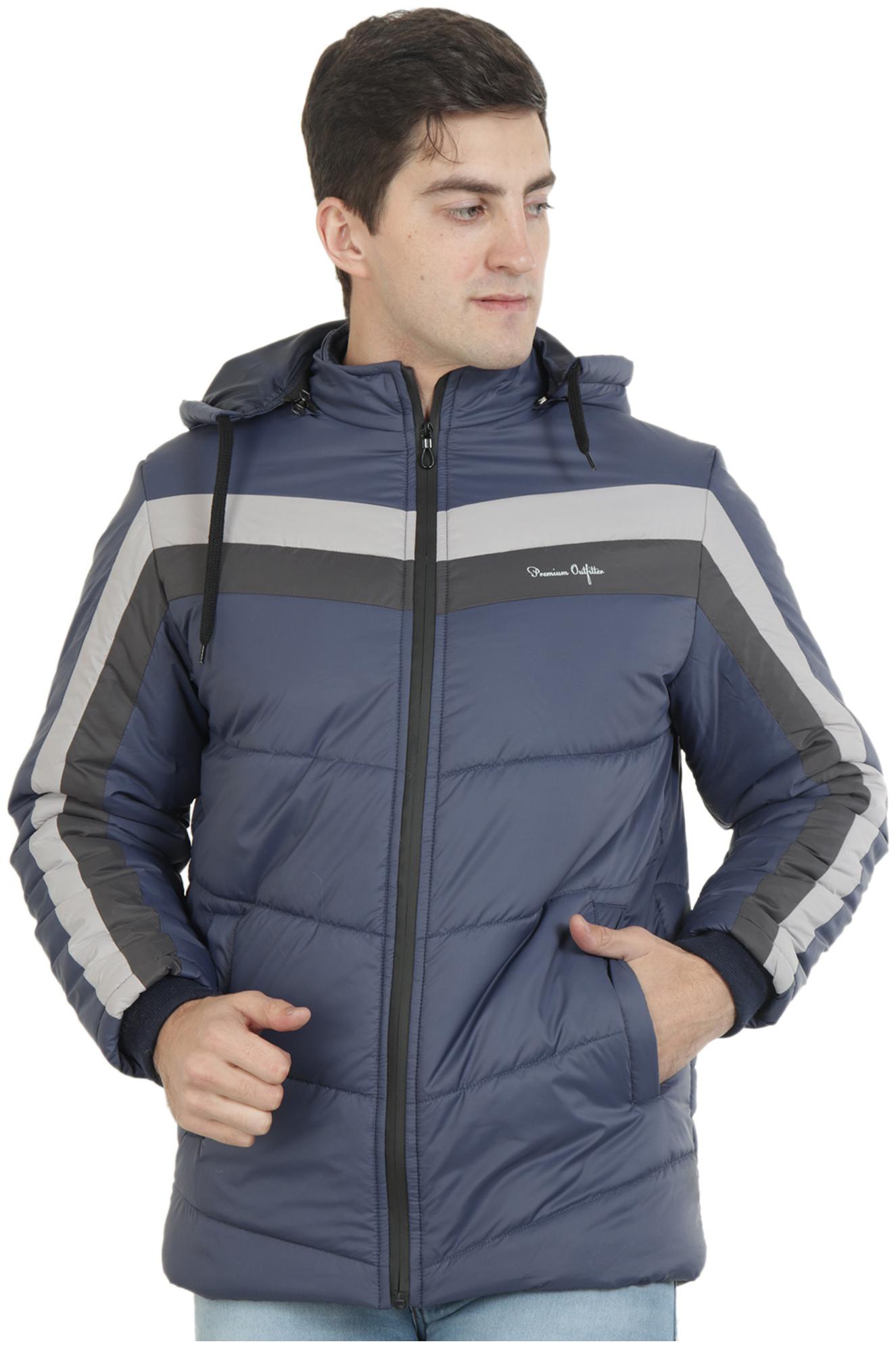 

Xohy Regular Fit Full Zipper Detachable Hooded Jacket For Men - Blue