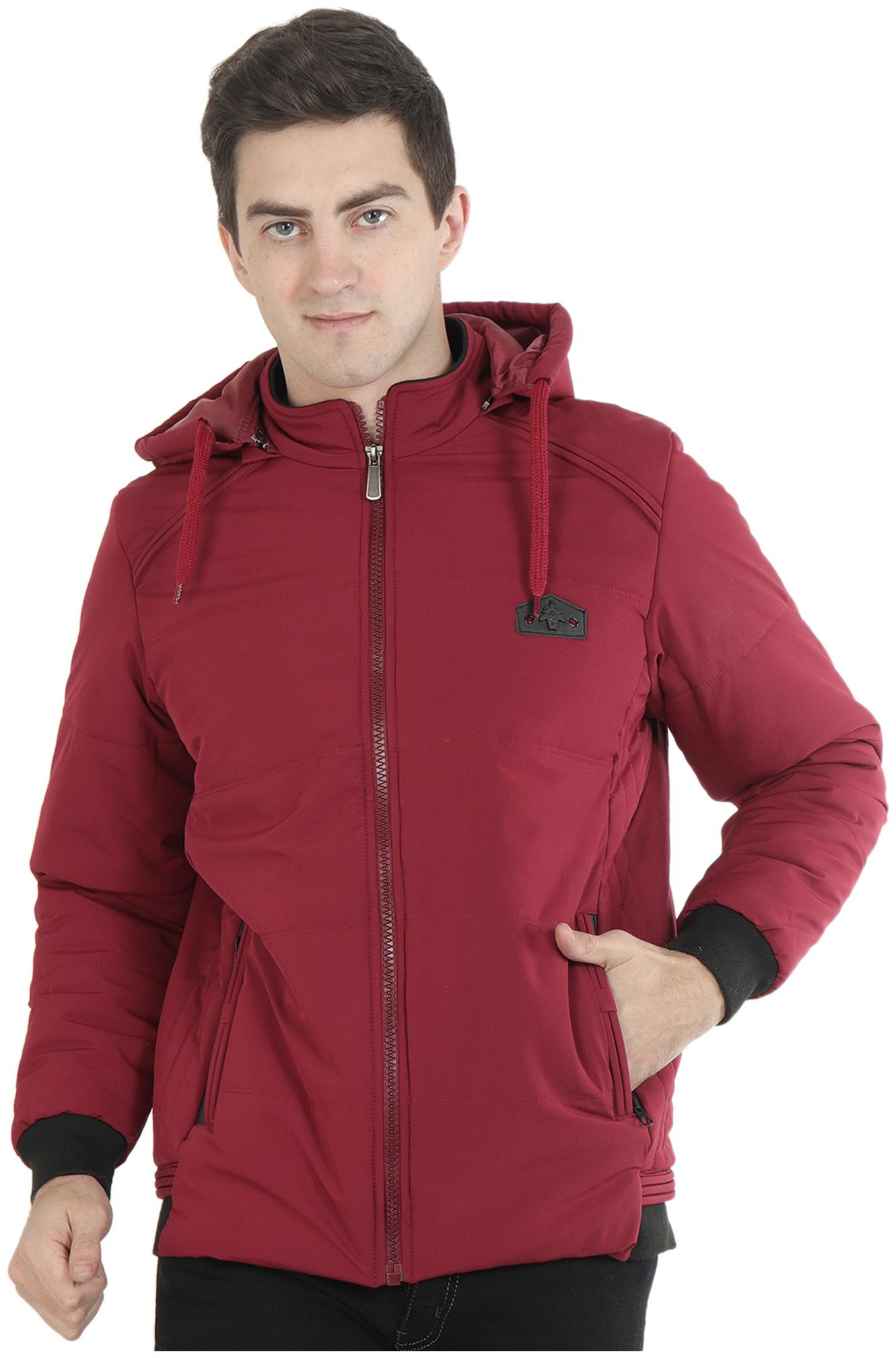 

Xohy Regular Fit Full Zipper Detachable Hooded Jacket For Men - Red