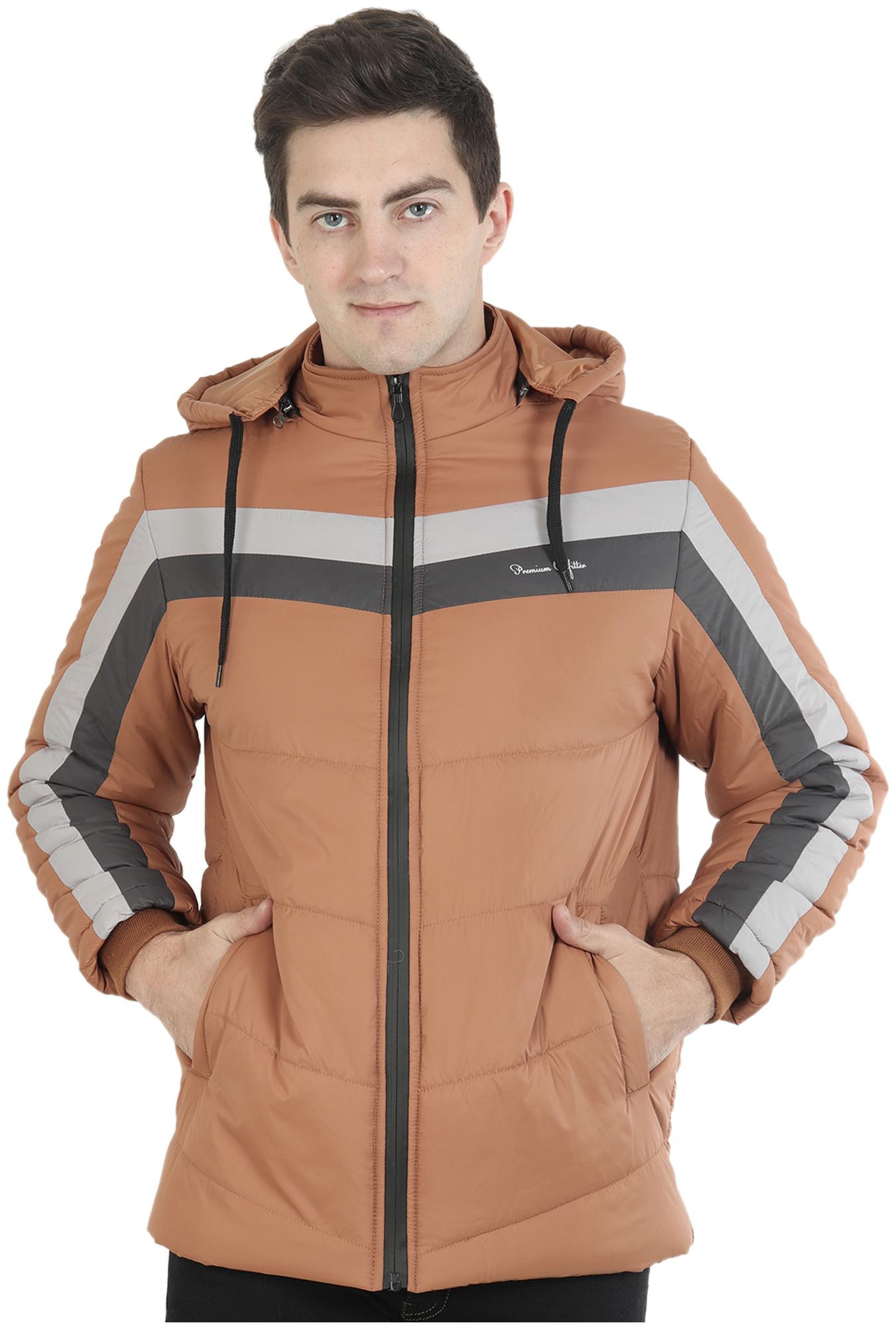 

Xohy Regular Fit Full Zipper Detachable Hooded Jacket For Men - Brown