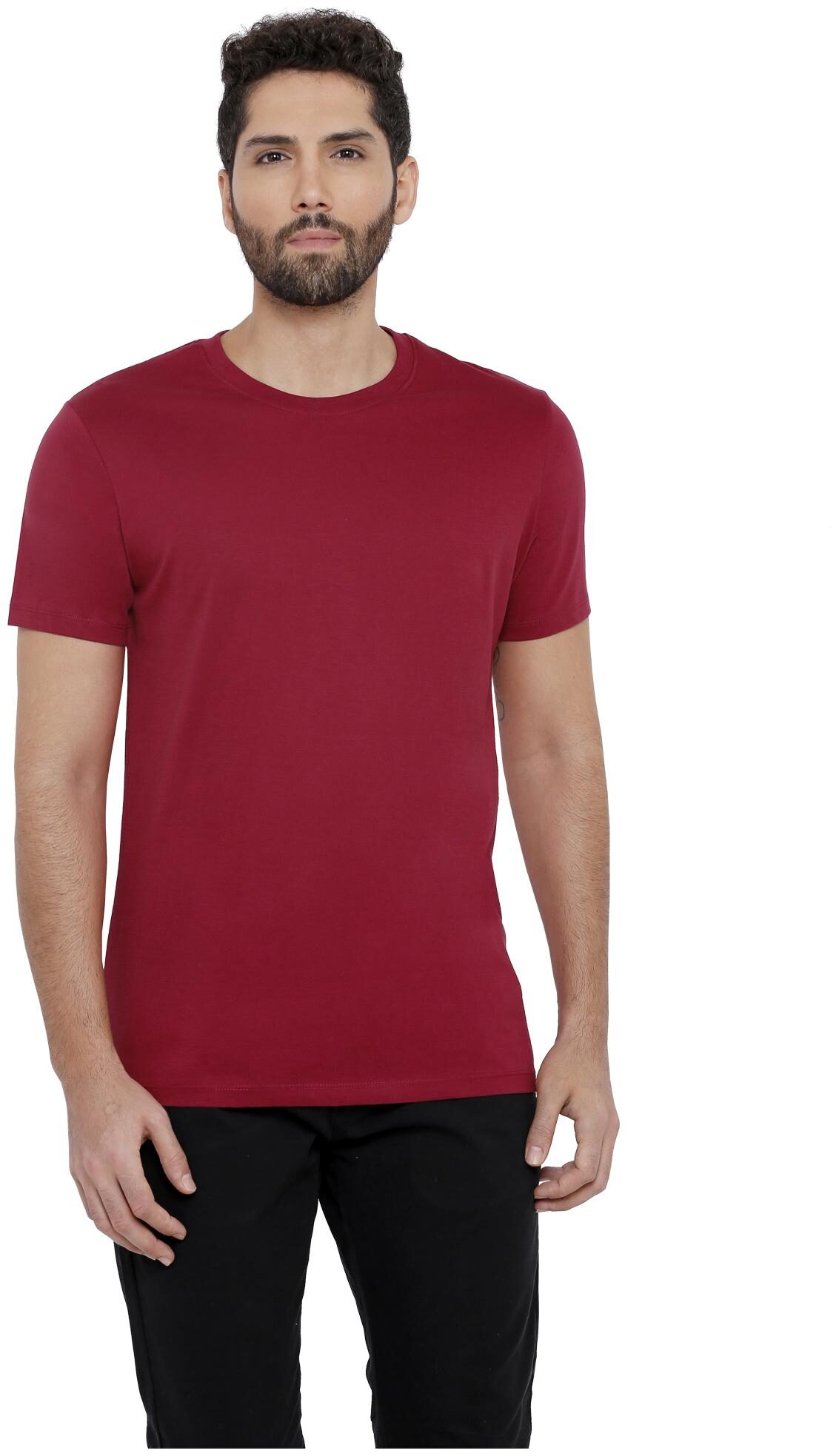 

XYXX Men Maroon Regular fit Cotton Blend Round neck T-Shirt - Pack Of 1