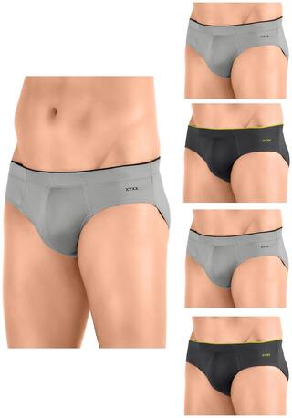 XYXX Solid Briefs - Heather Grey & Coral Grey ,Pack Of 5