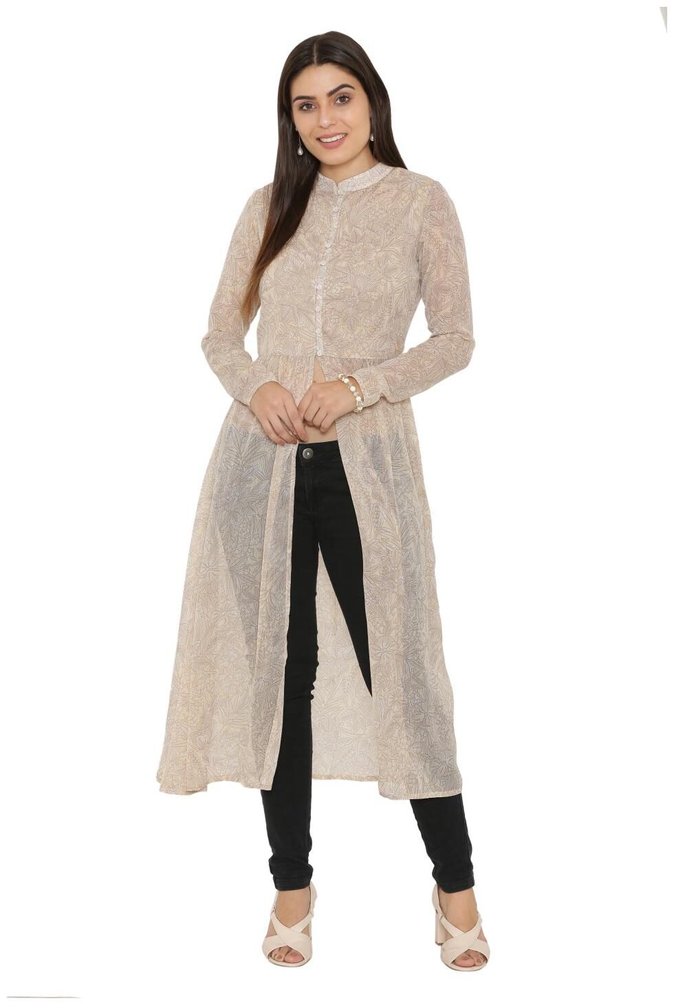 

Yaadleen Chiffon Beige A- line Dress