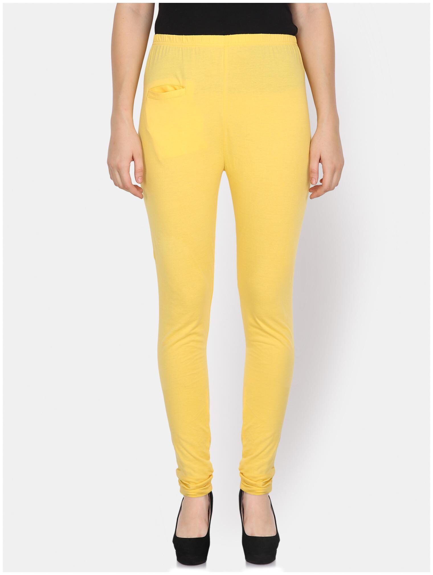 

YAADLEEN Cotton Women Leggings Yellow