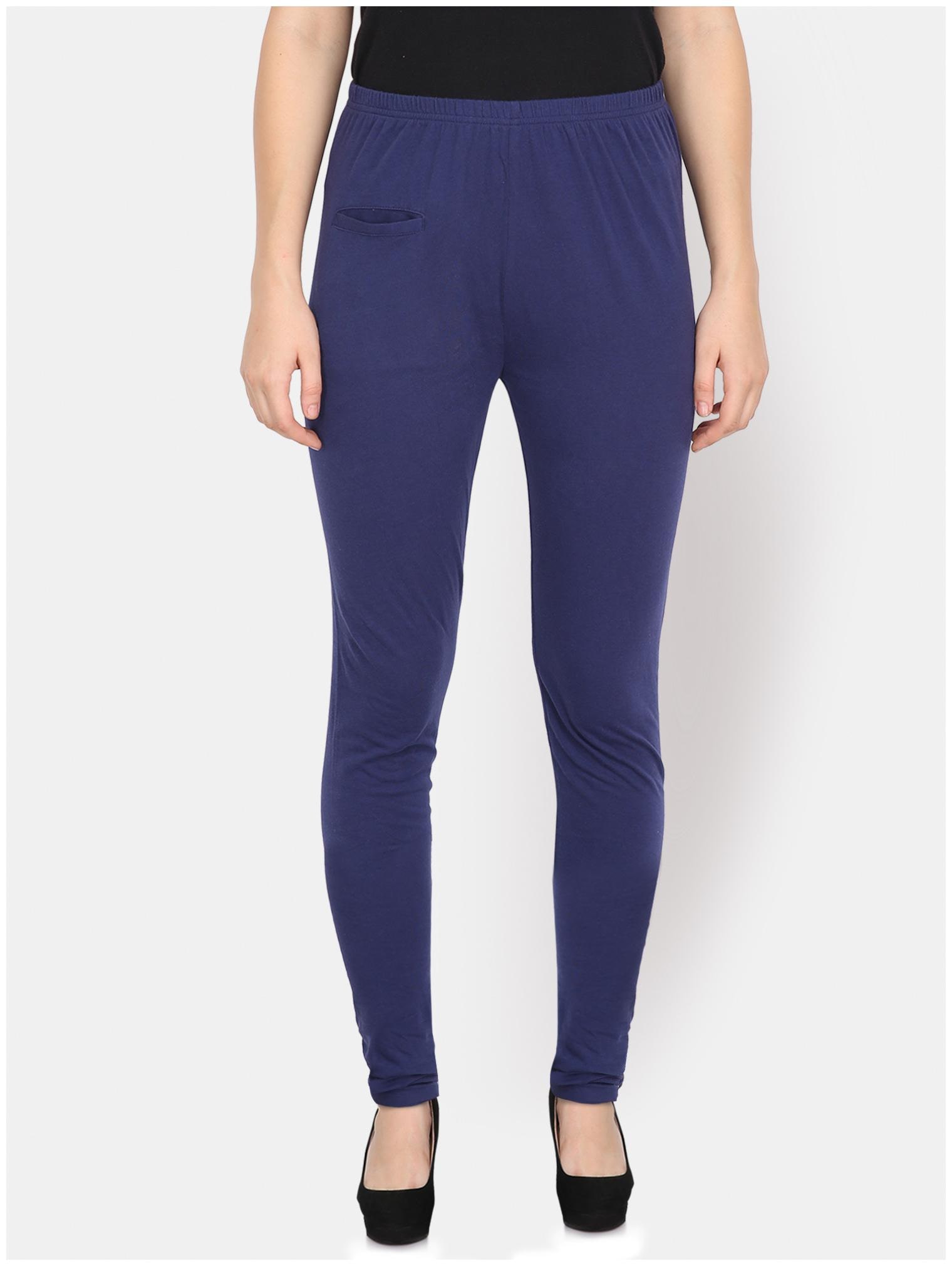 

YAADLEEN Cotton Women Leggings Blue
