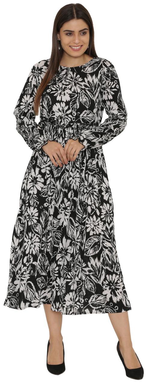 

YAADLEEN Black Striped A-line dress