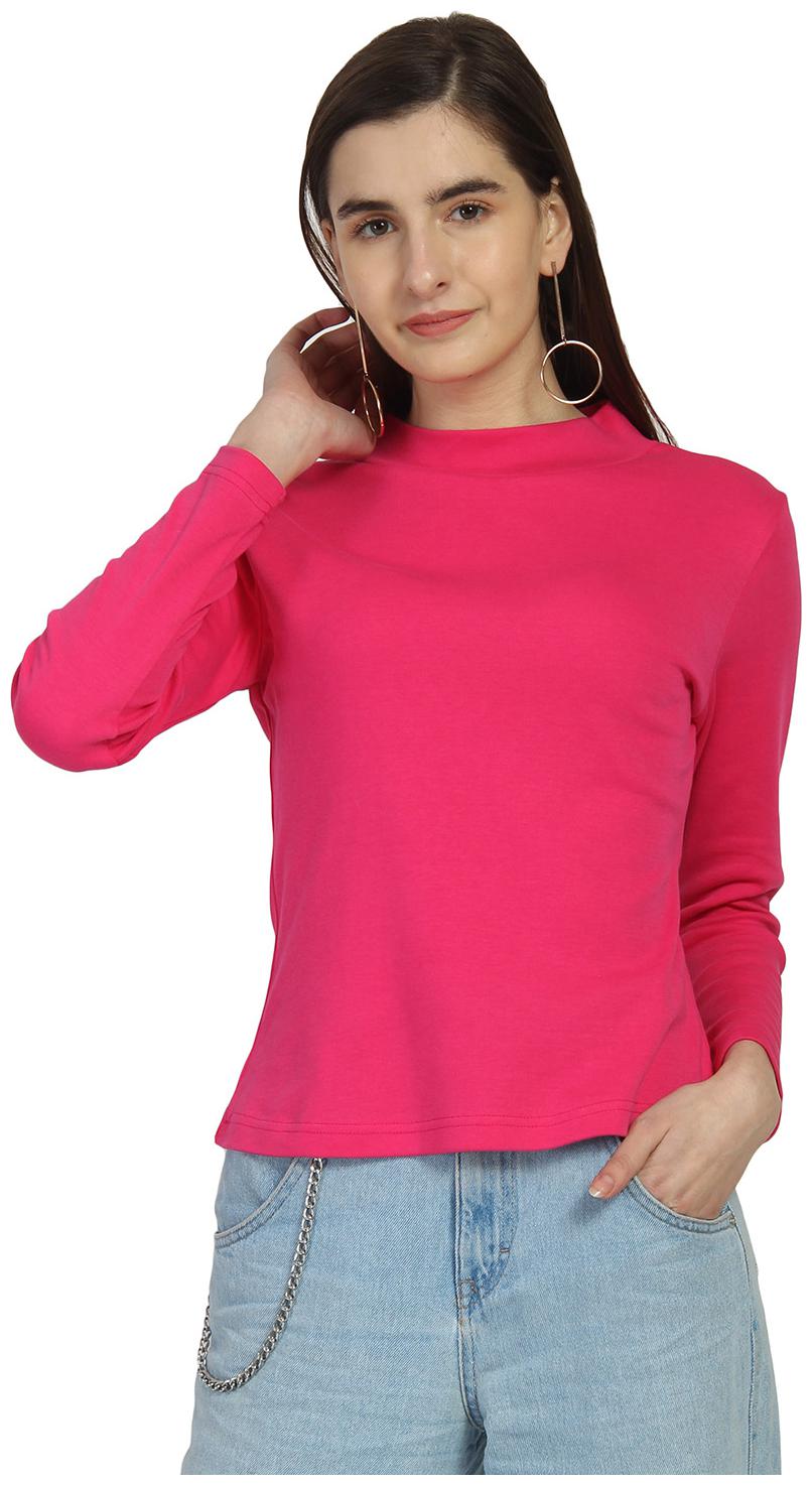 

YAADLEEN Women Solid Sweatshirt - Pink