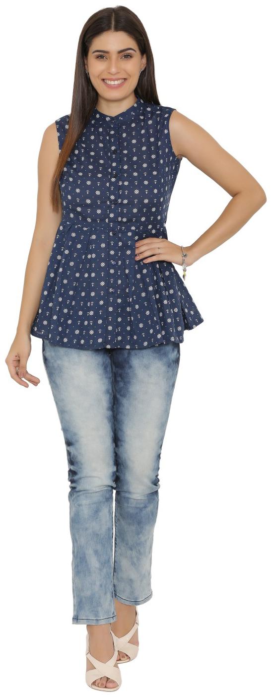 

YAADLEEN Women Solid Regular top - Blue