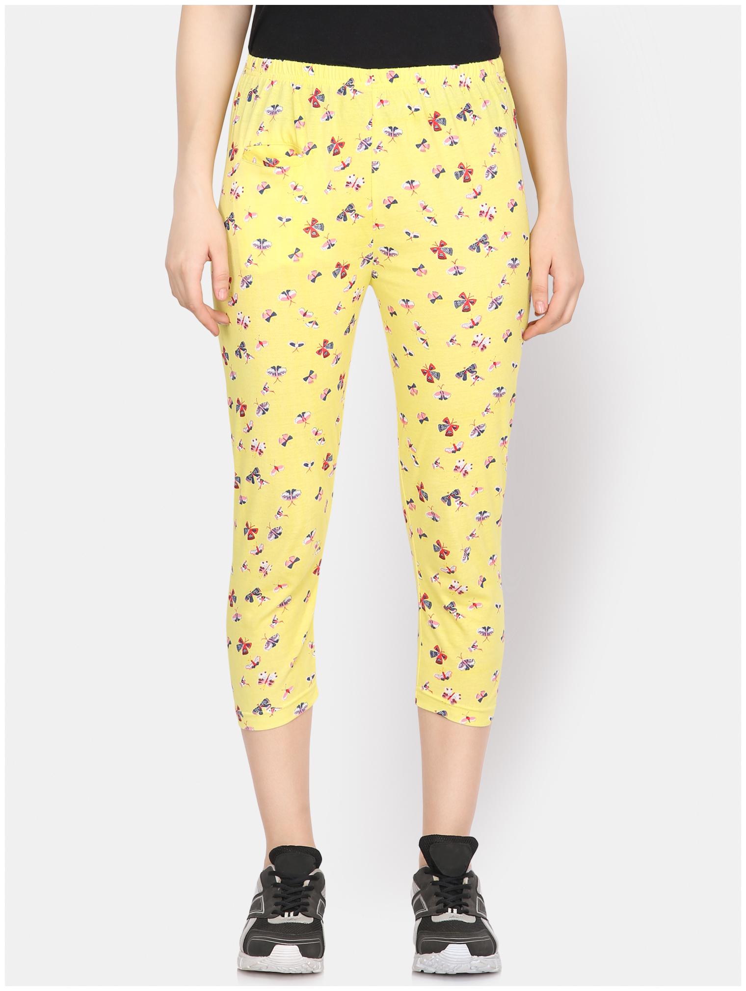 

YAADLEEN Cotton Women Leggings Yellow